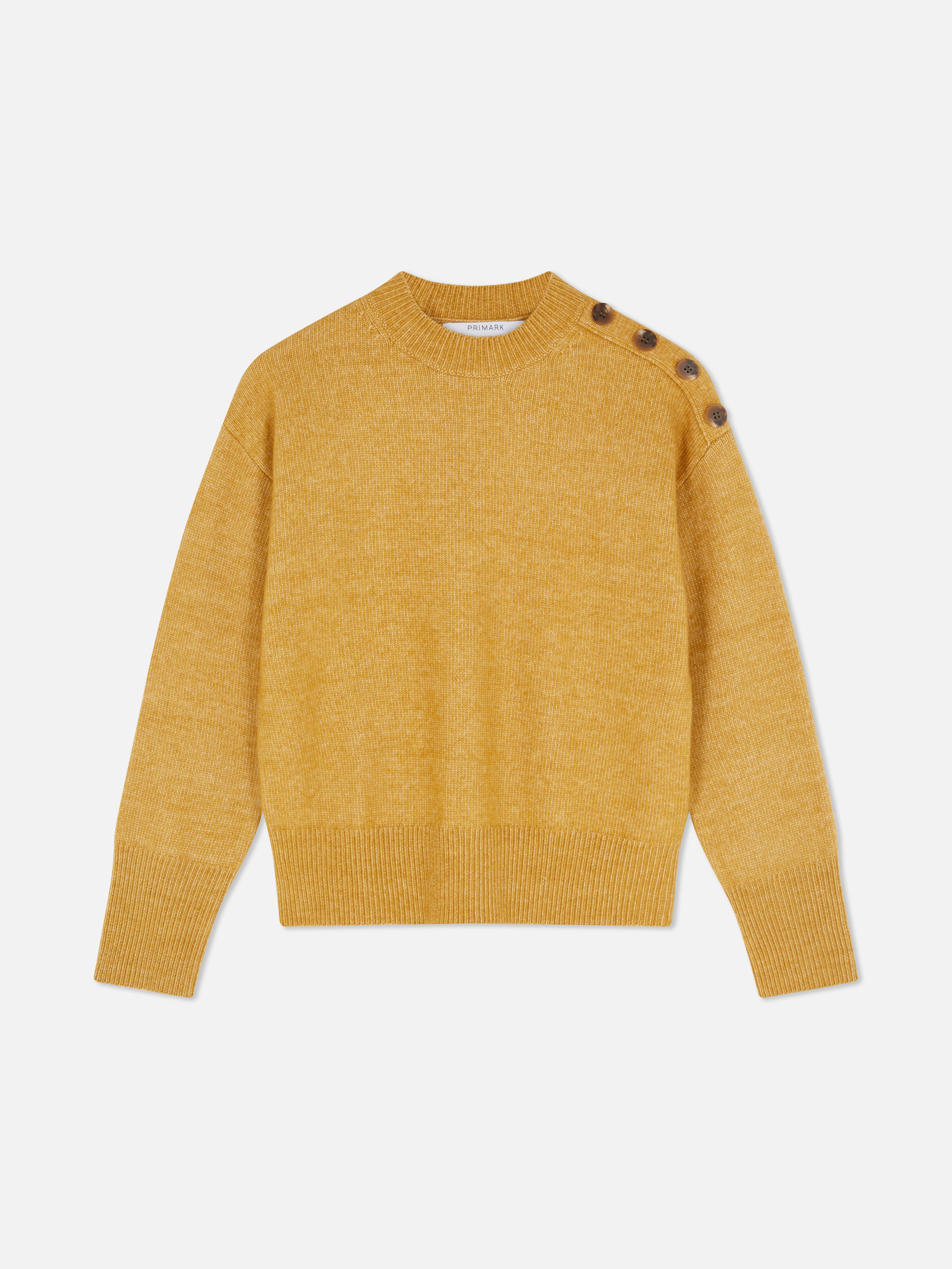 Button Detail Crew Neck Jumper