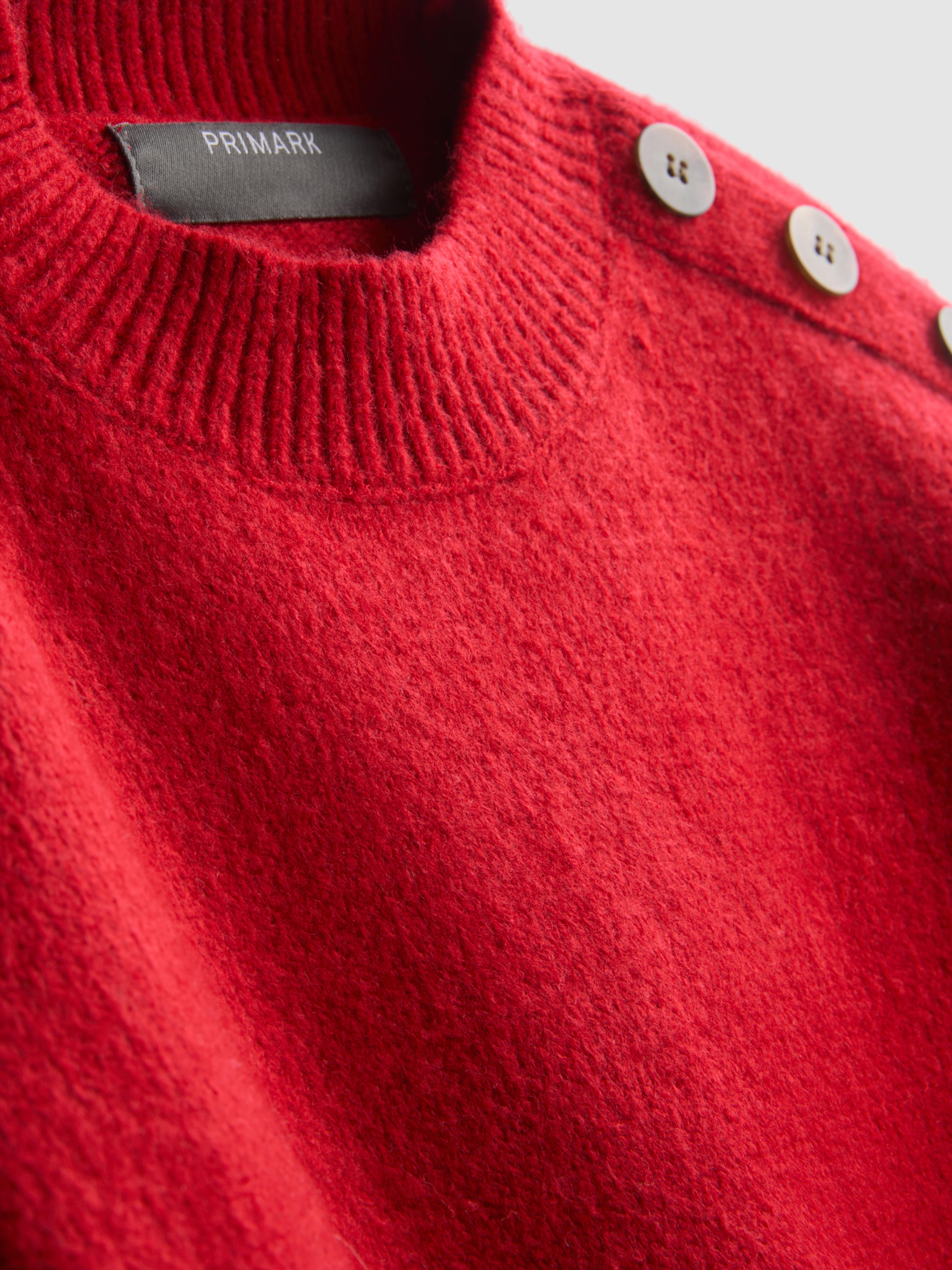 Button Detail Crew Neck Jumper