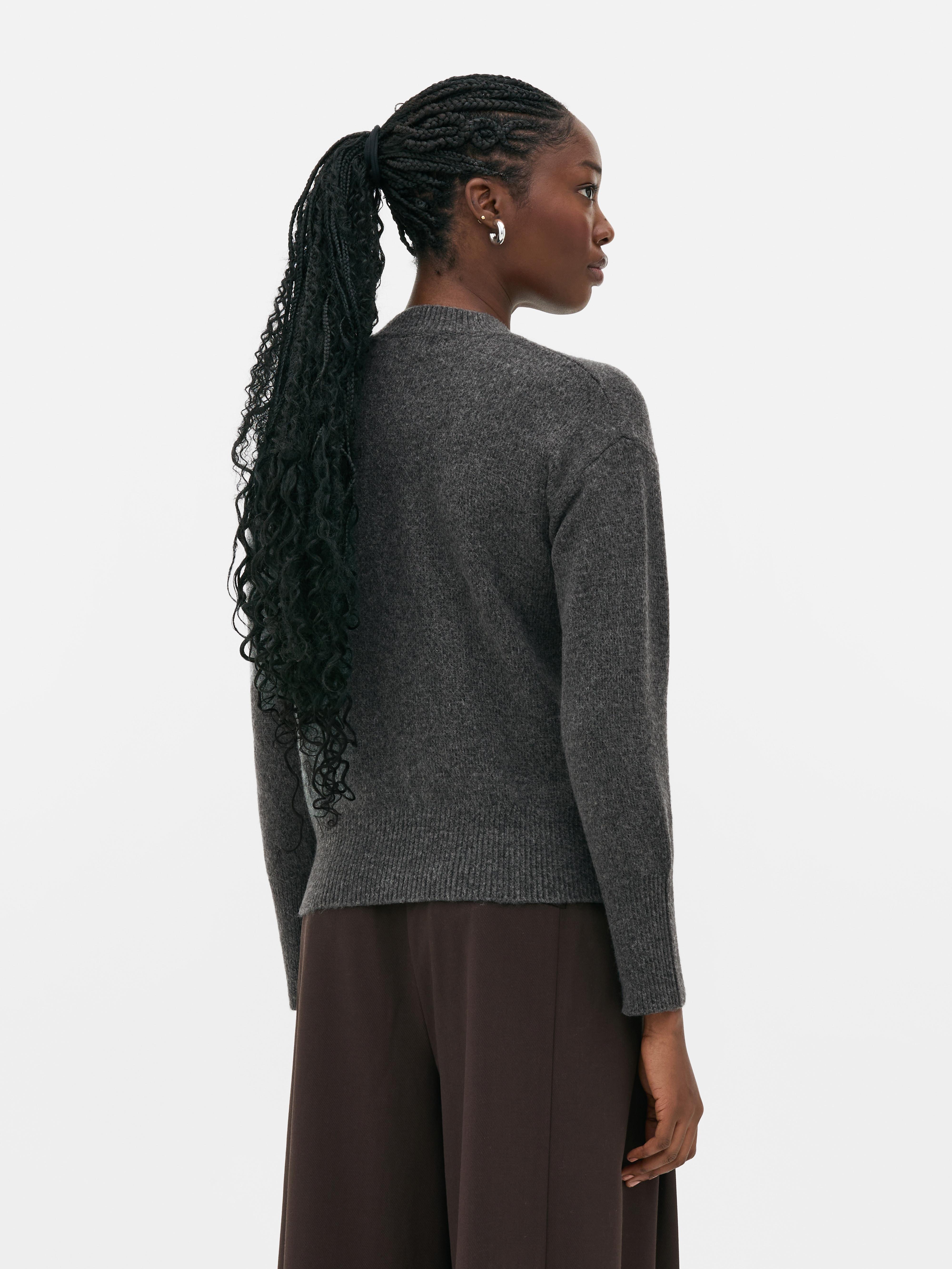 Button Detail Crew Neck Jumper