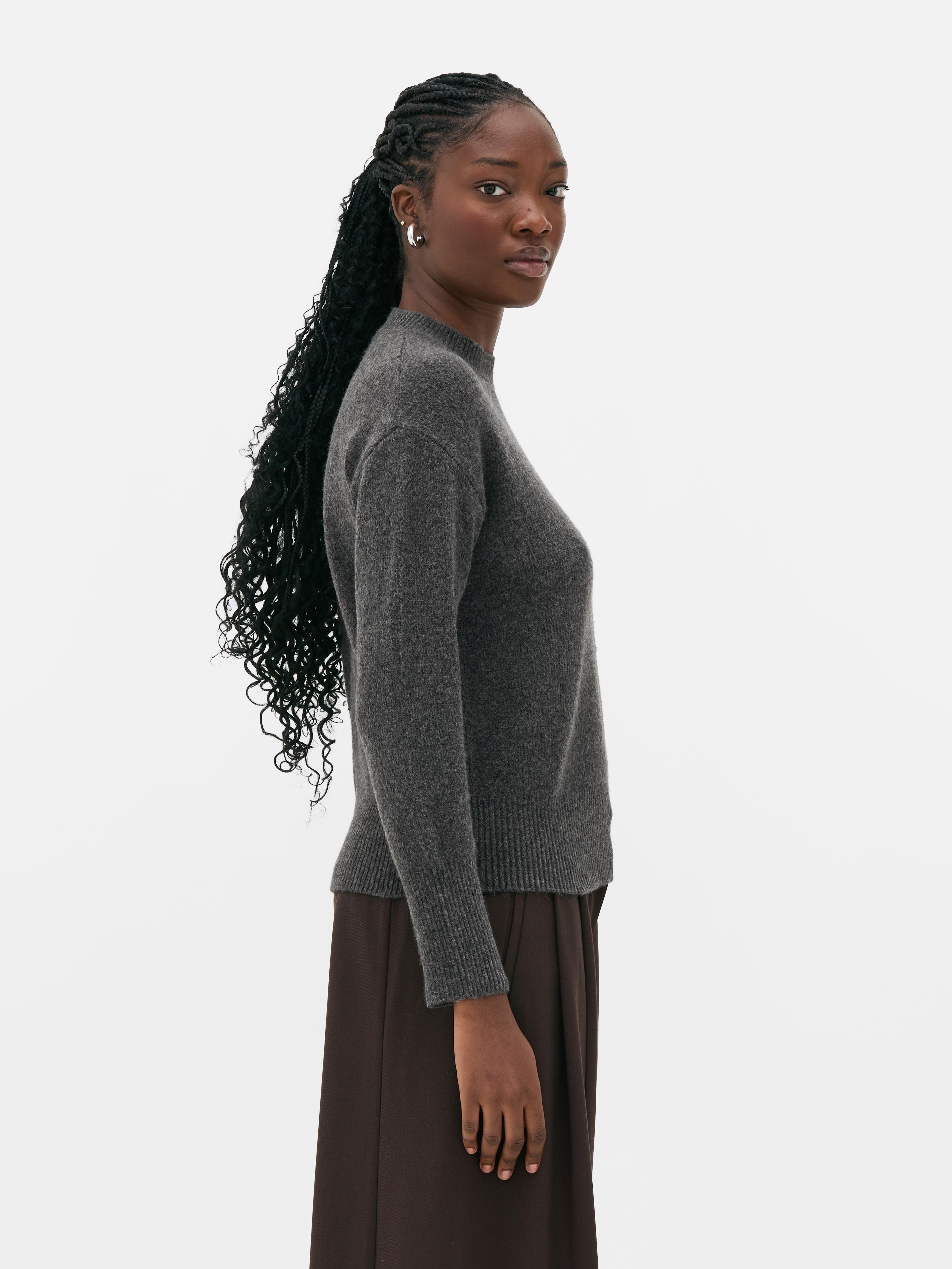 Button Detail Crew Neck Jumper
