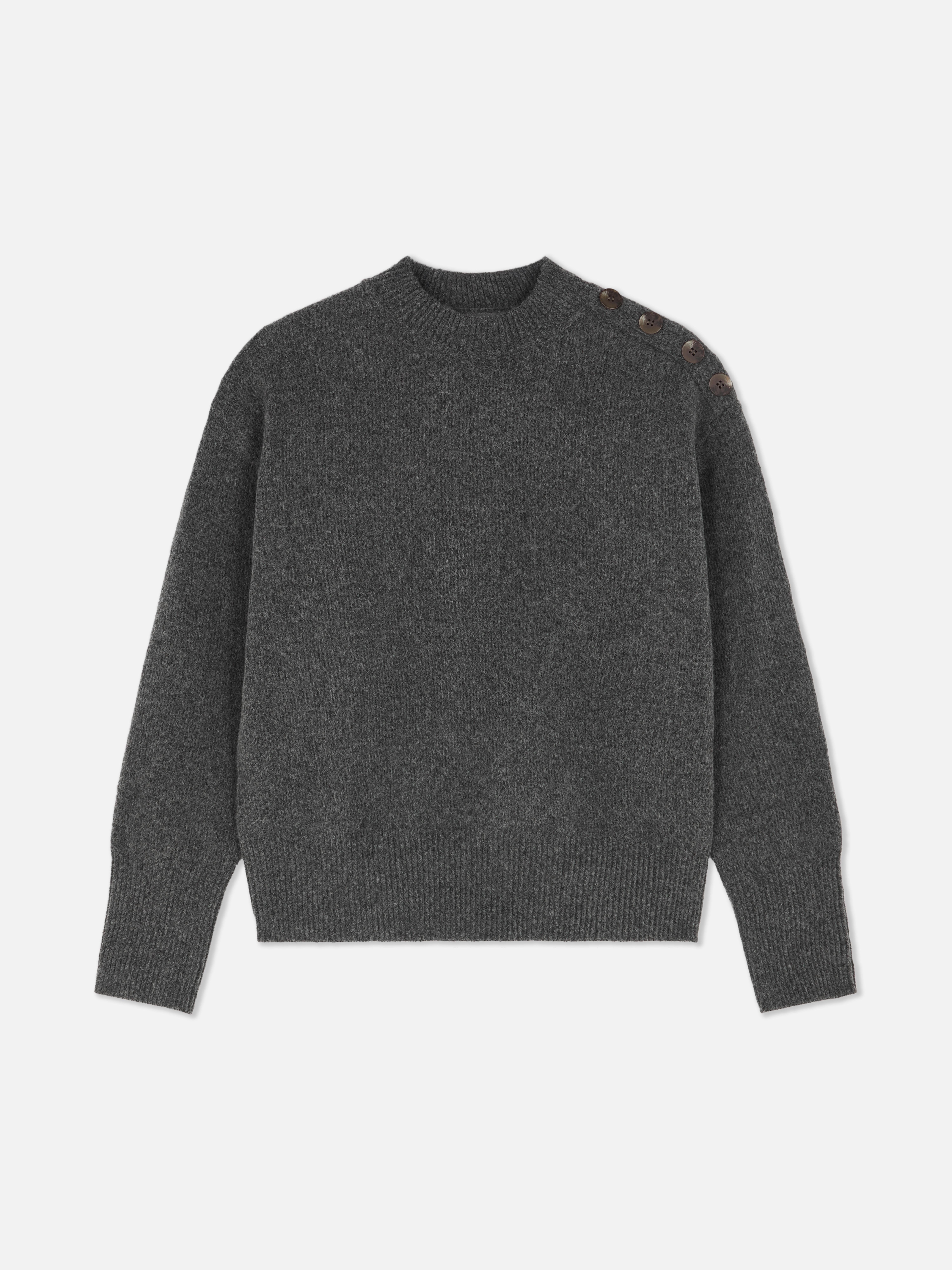 Button Detail Crew Neck Jumper