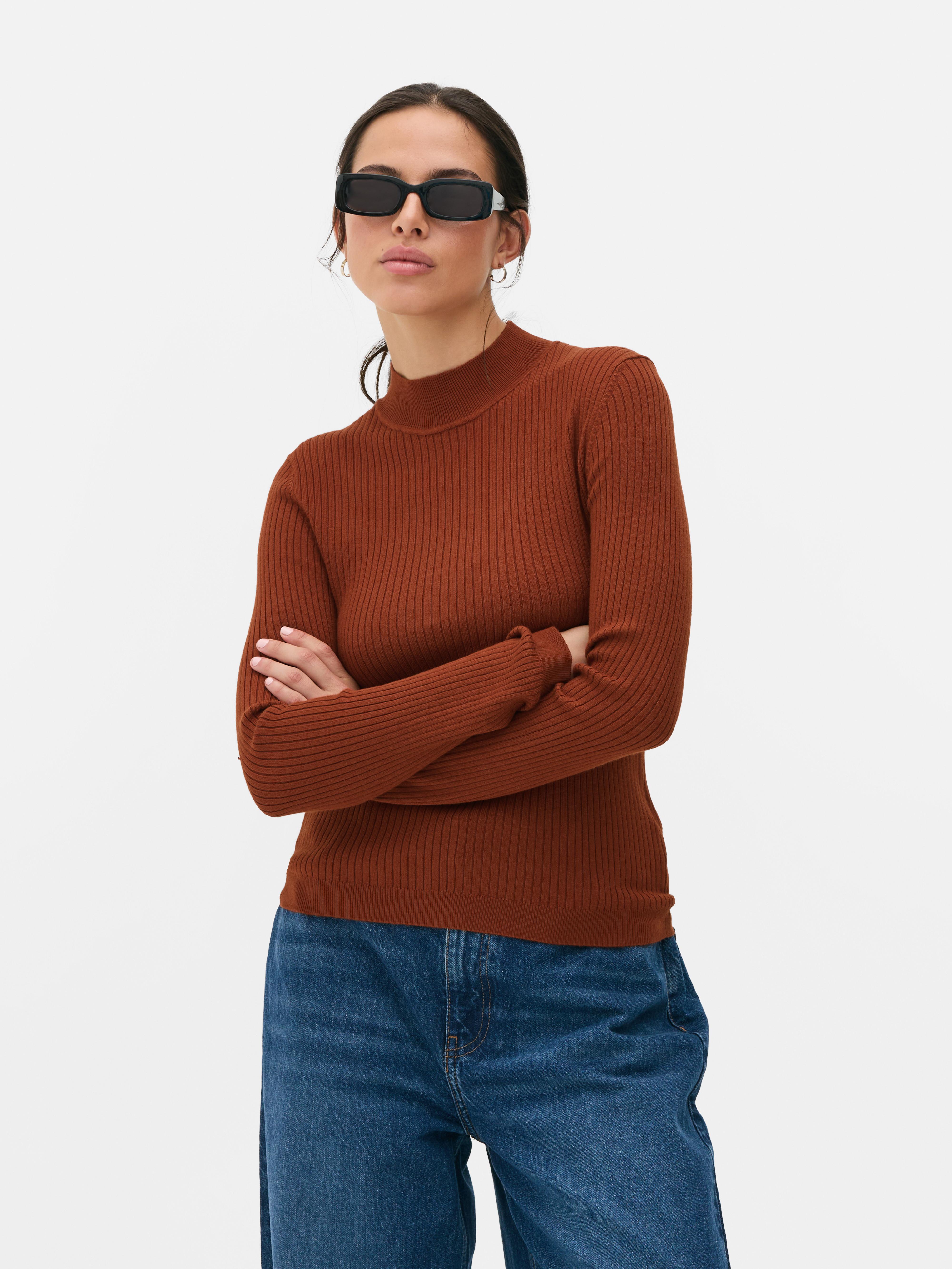 Ribbed Turtleneck Sweater Terracotta