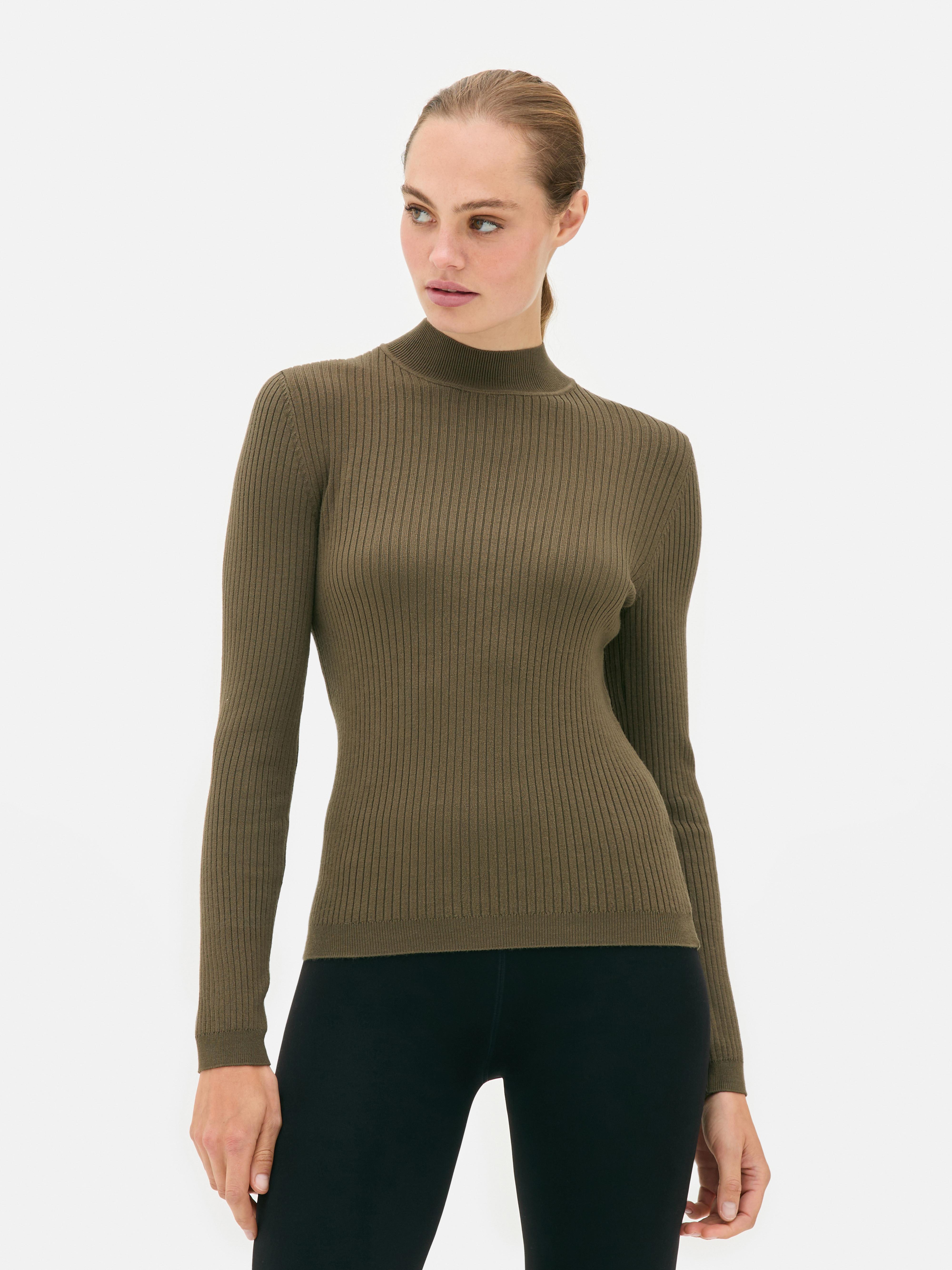 Ribbed Turtleneck Sweater Olive