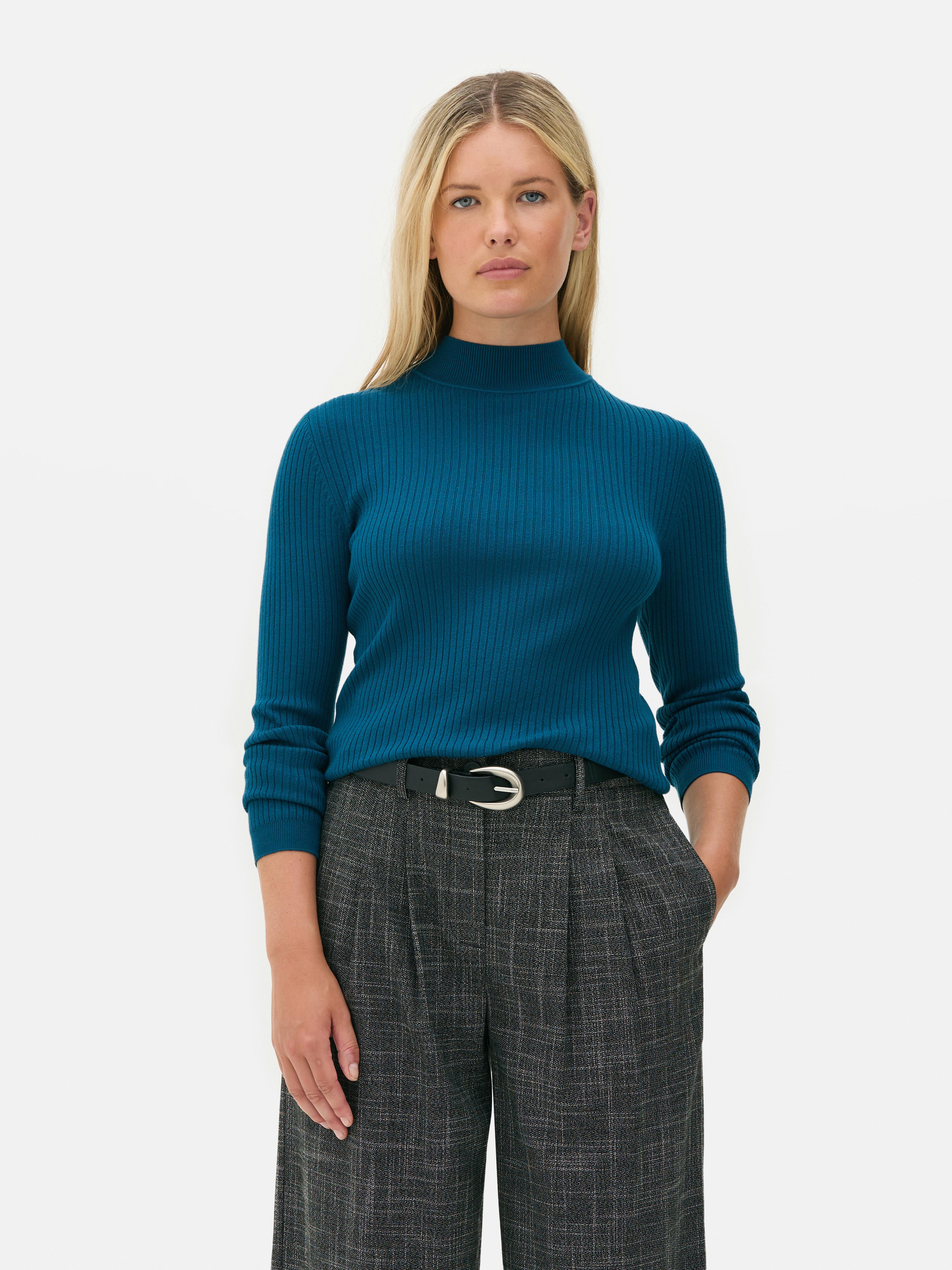 Ribbed Turtleneck Sweater Teal