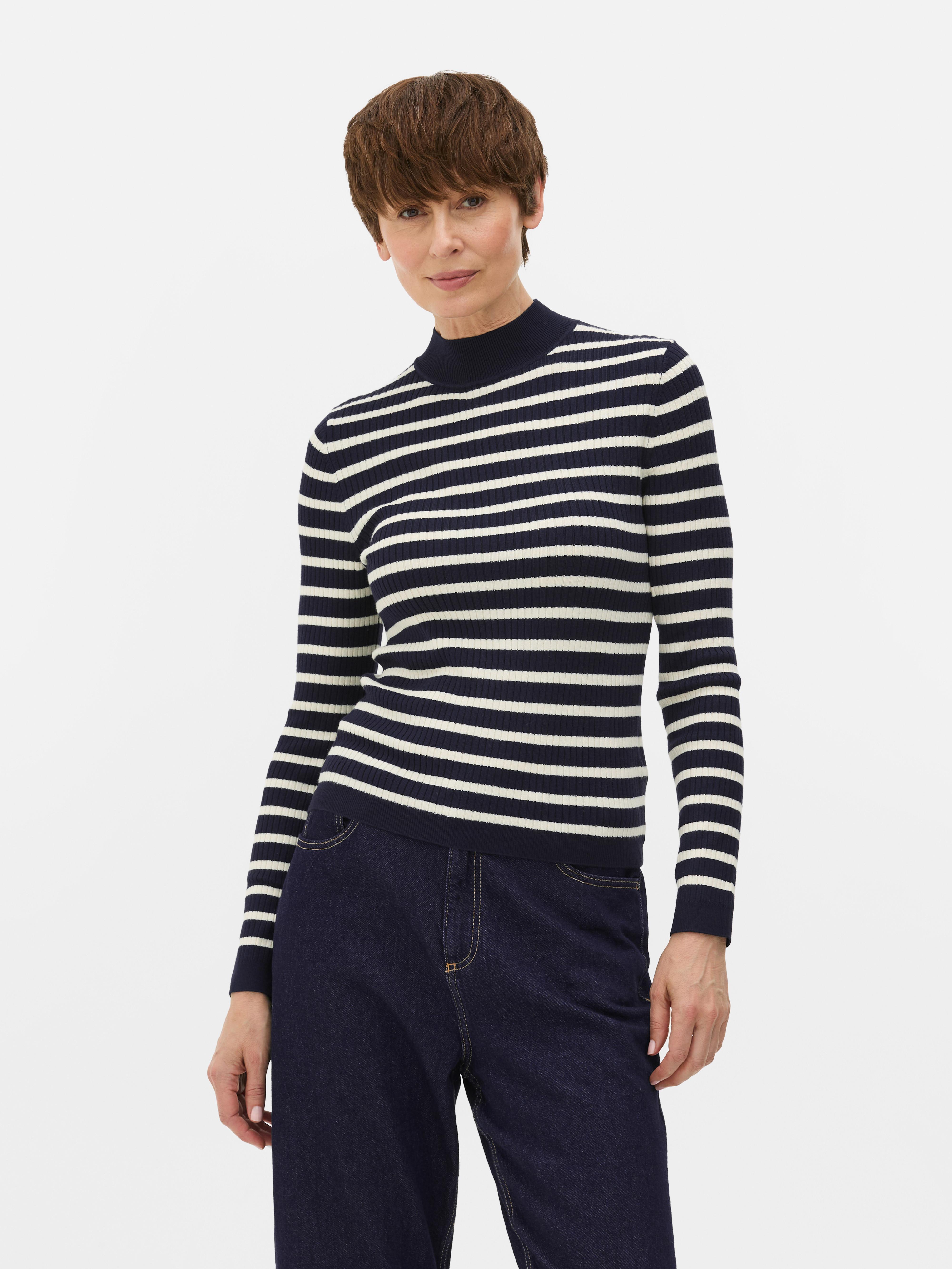 Ribbed Turtleneck Sweater Navy