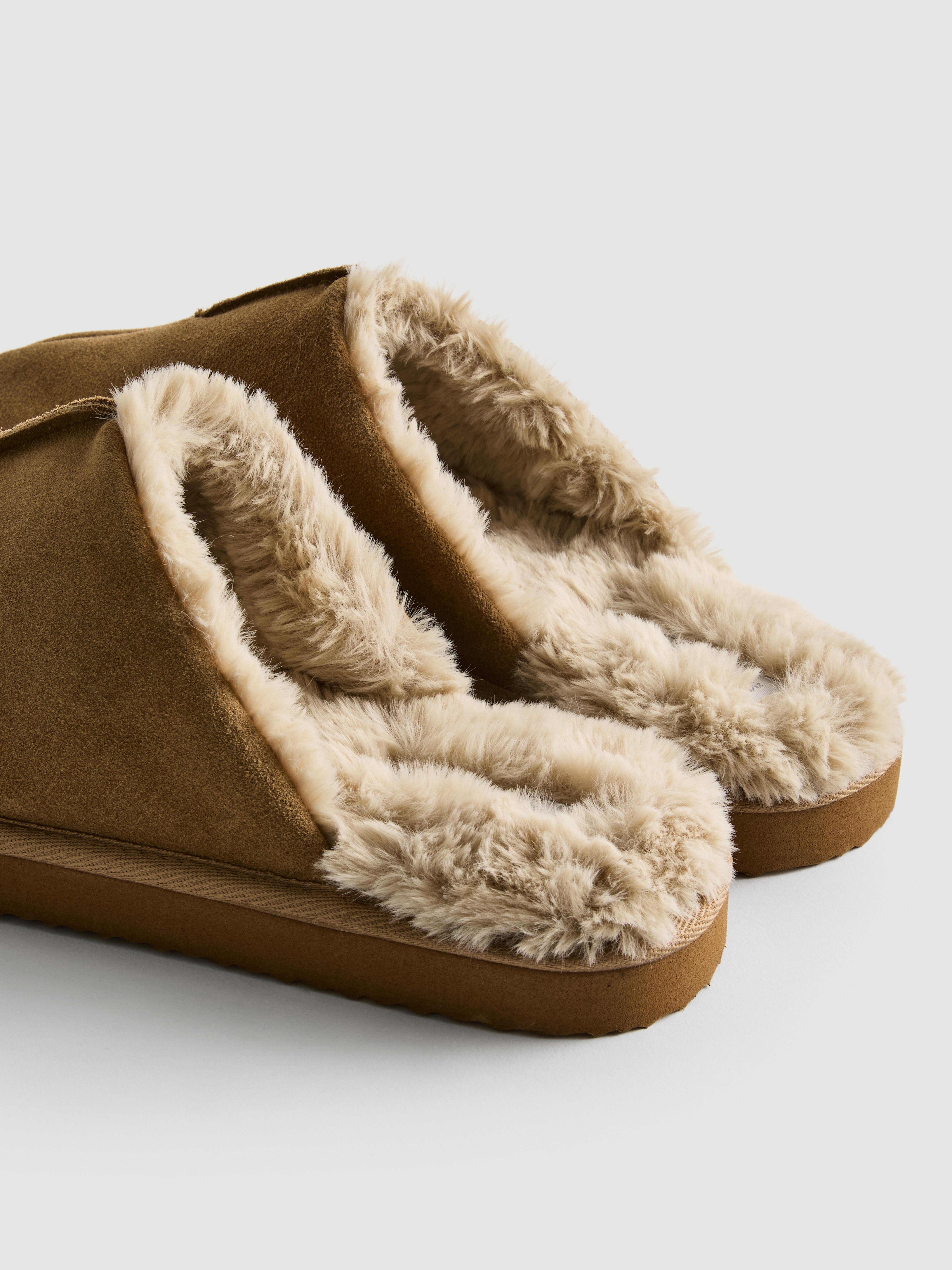 Faux Fur Lined Mule Slippers