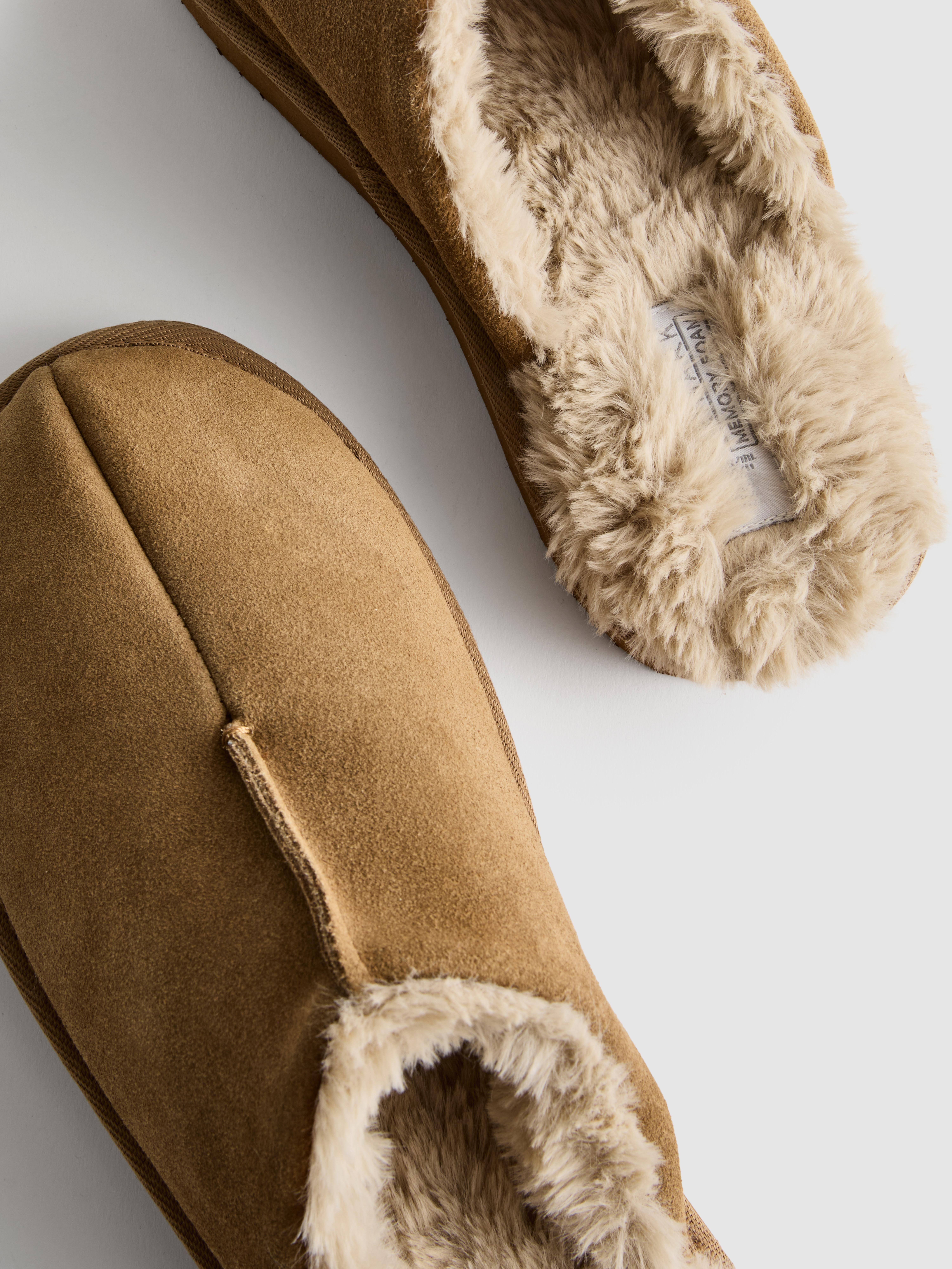 Faux Fur Lined Mule Slippers