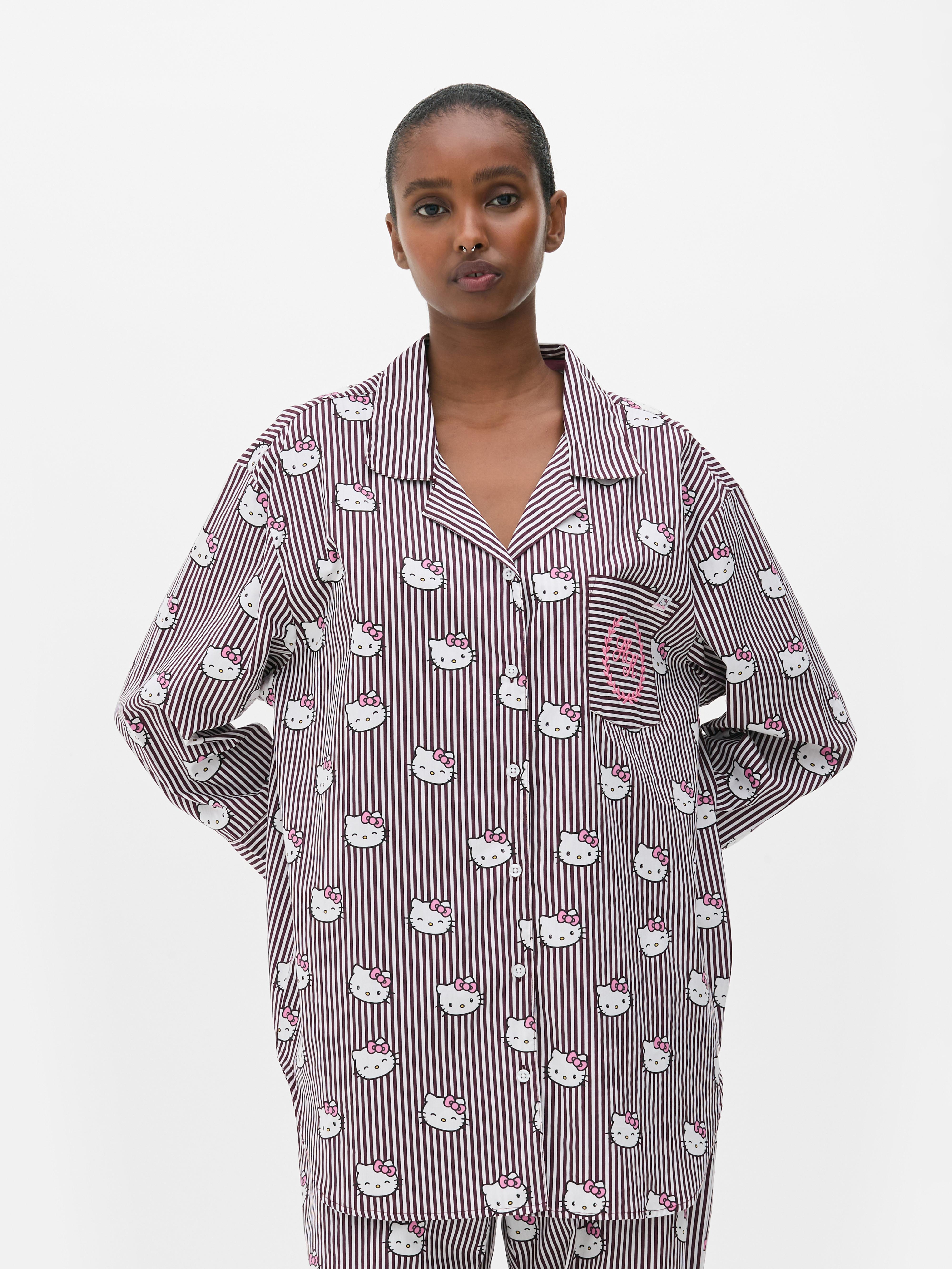 Hello Kitty Striped Printed Pyjama Shirt