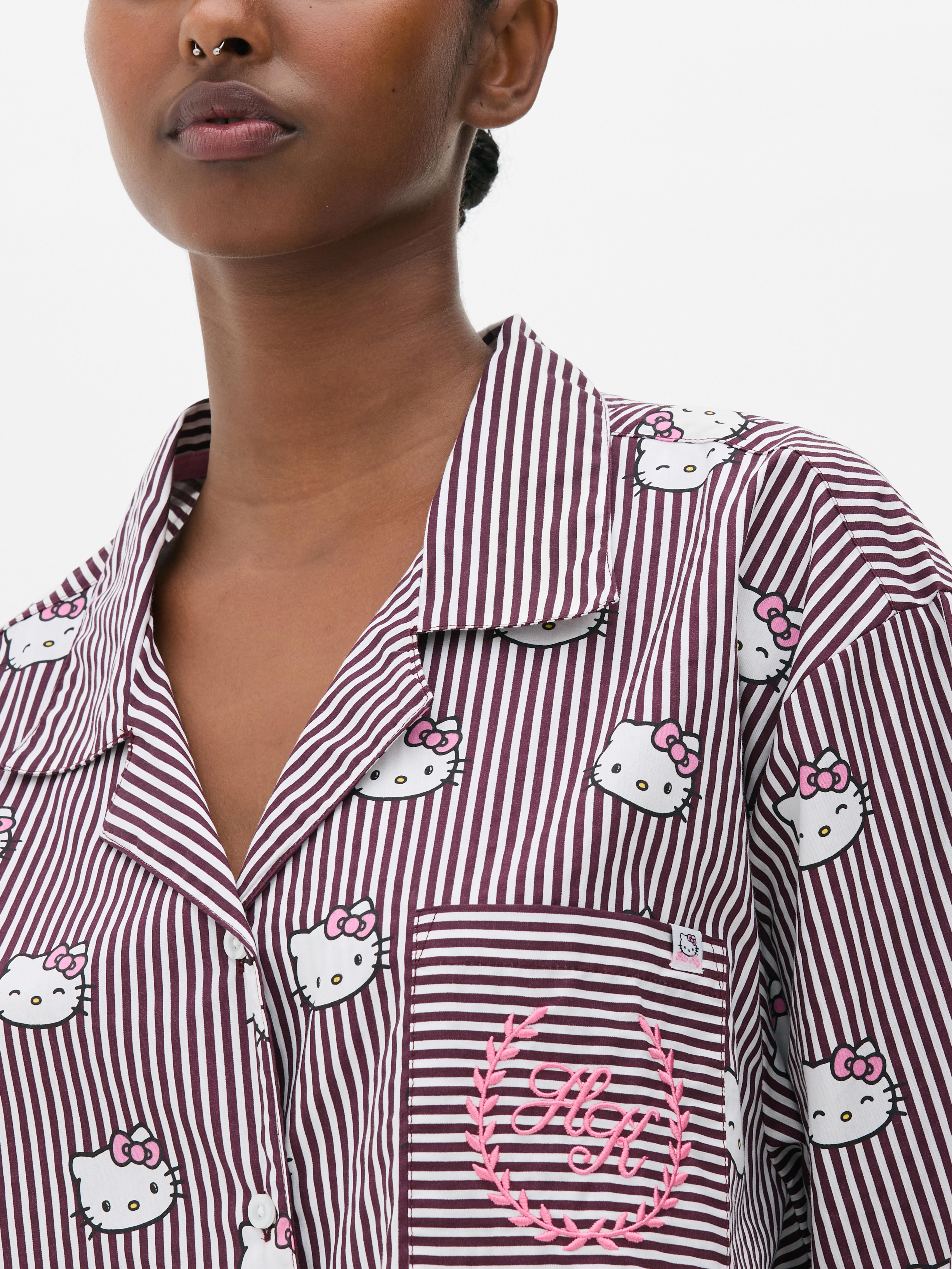 Hello Kitty Striped Printed Pyjama Shirt