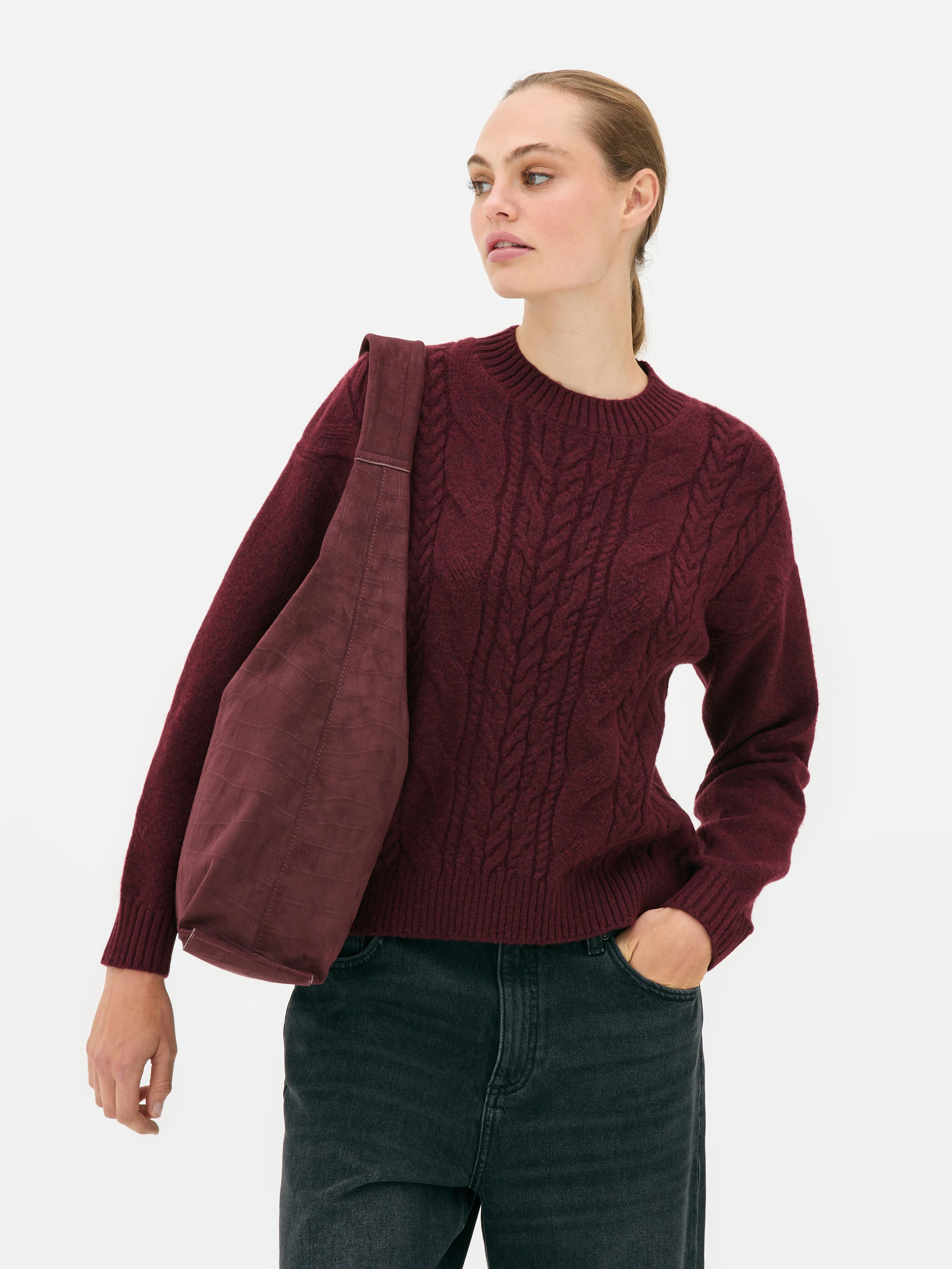Crew Neck Cable Knit Sweater
