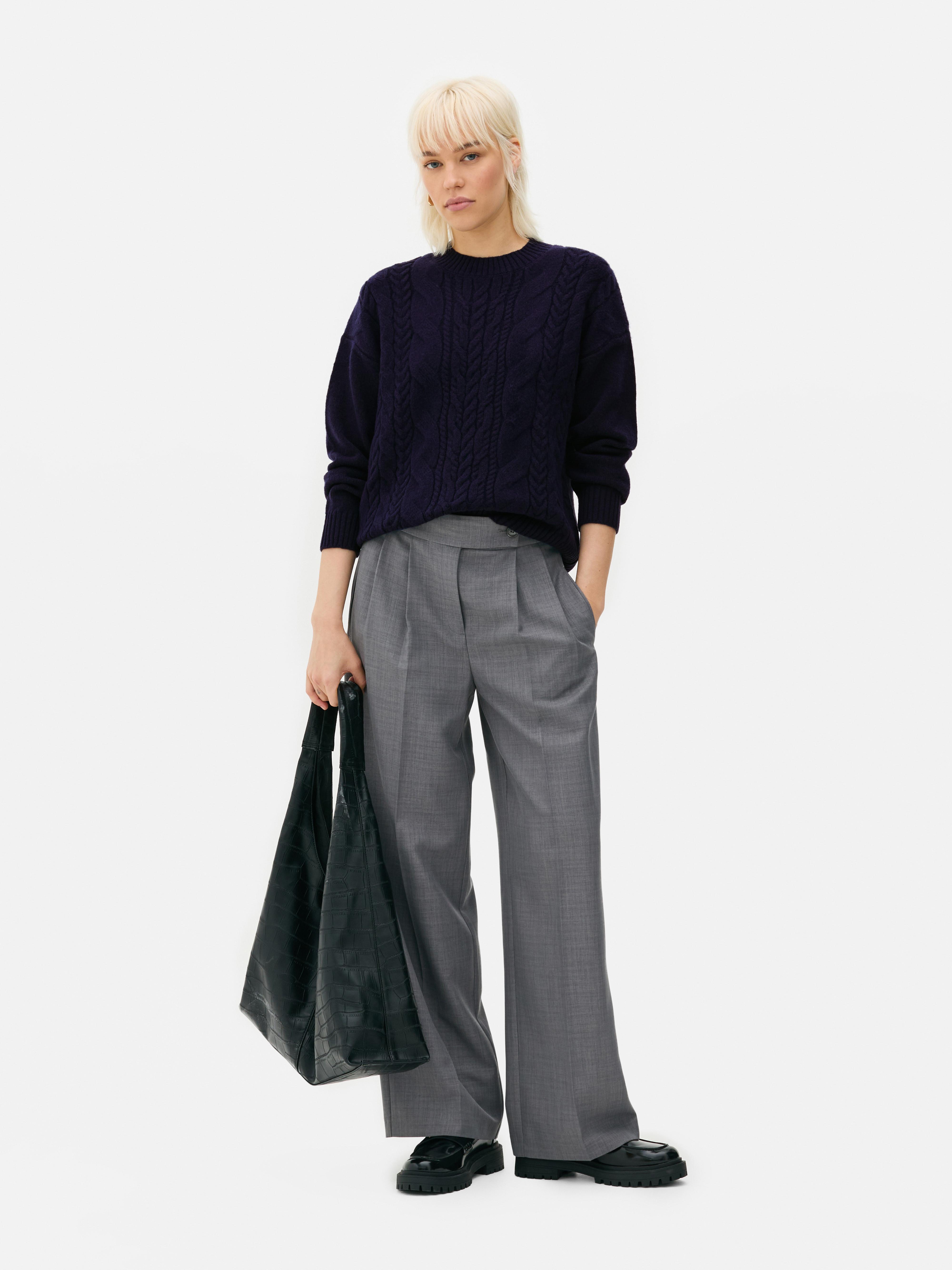 Crew Neck Cable Knit Sweater