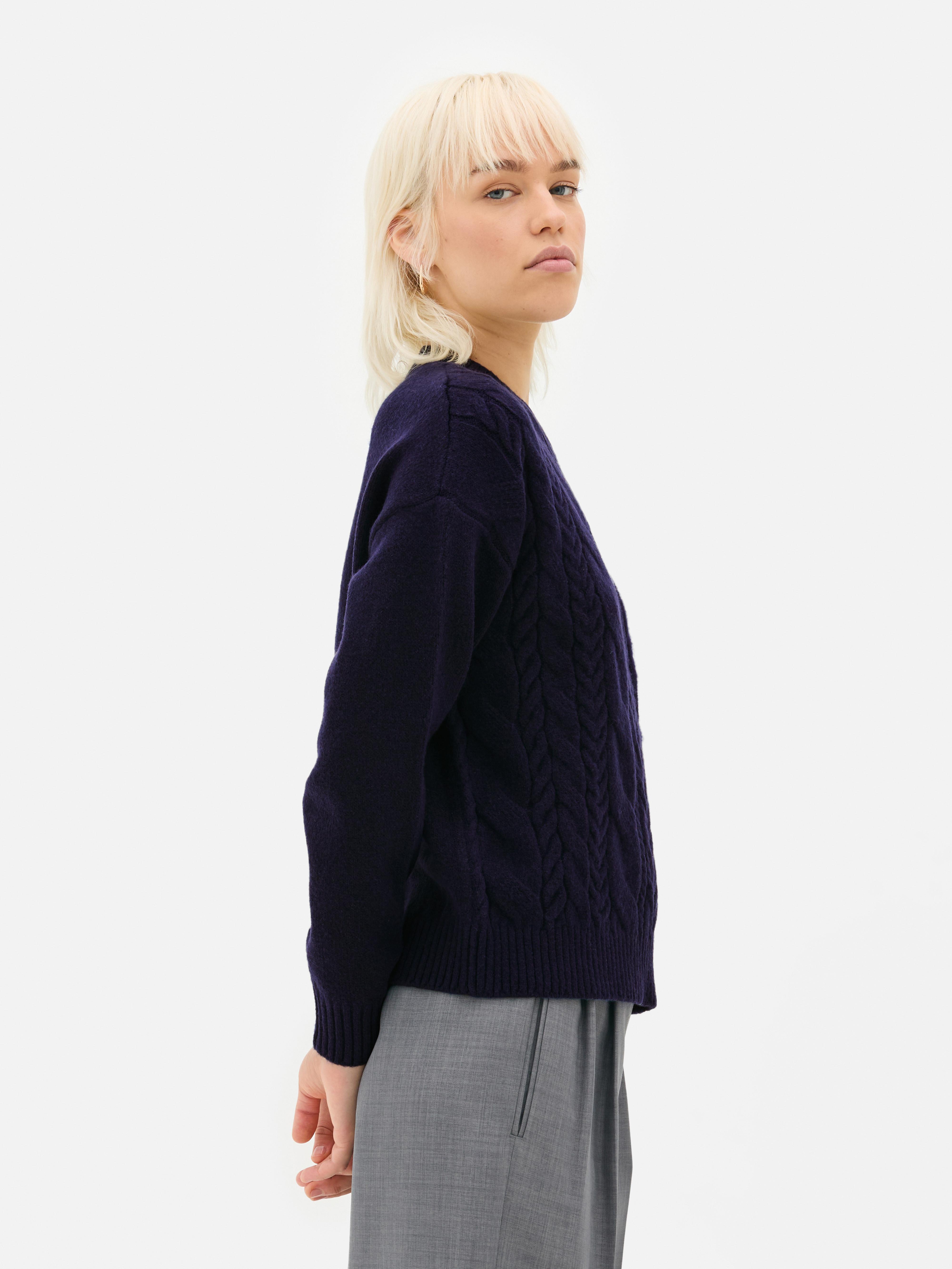 Crew Neck Cable Knit Sweater