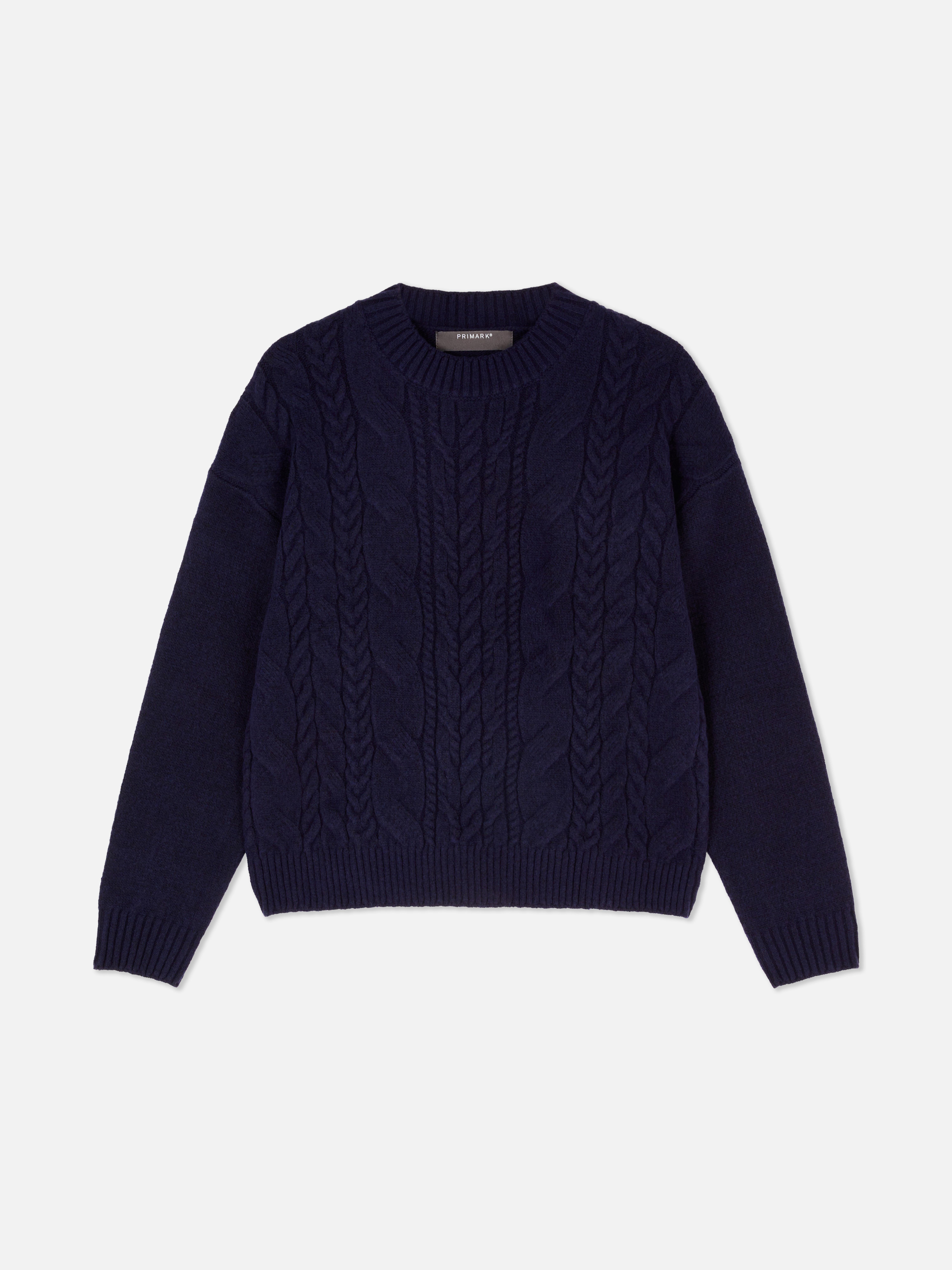 Crew Neck Cable Knit Sweater