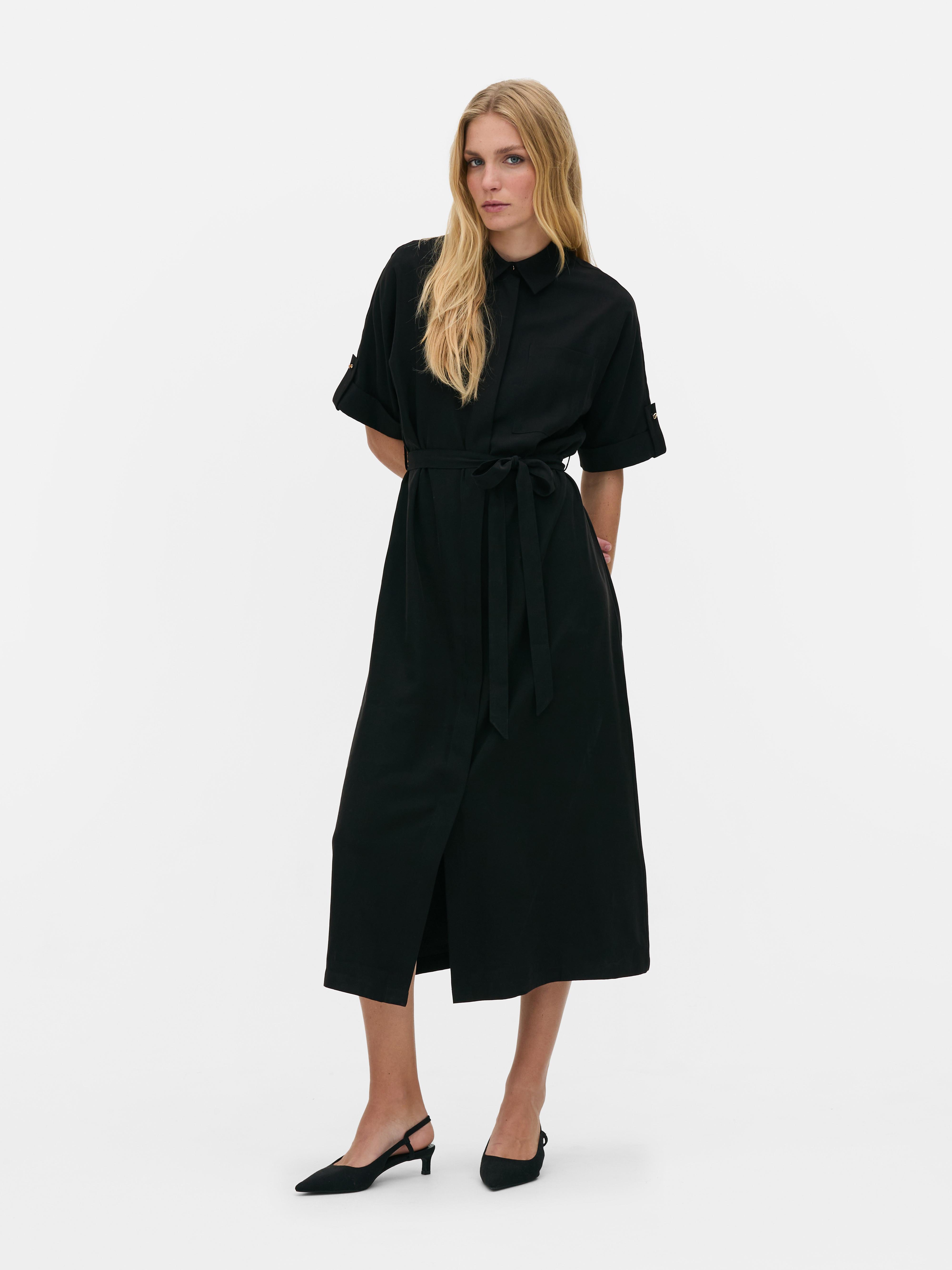 Midi-Blusenkleid mit Gürtel