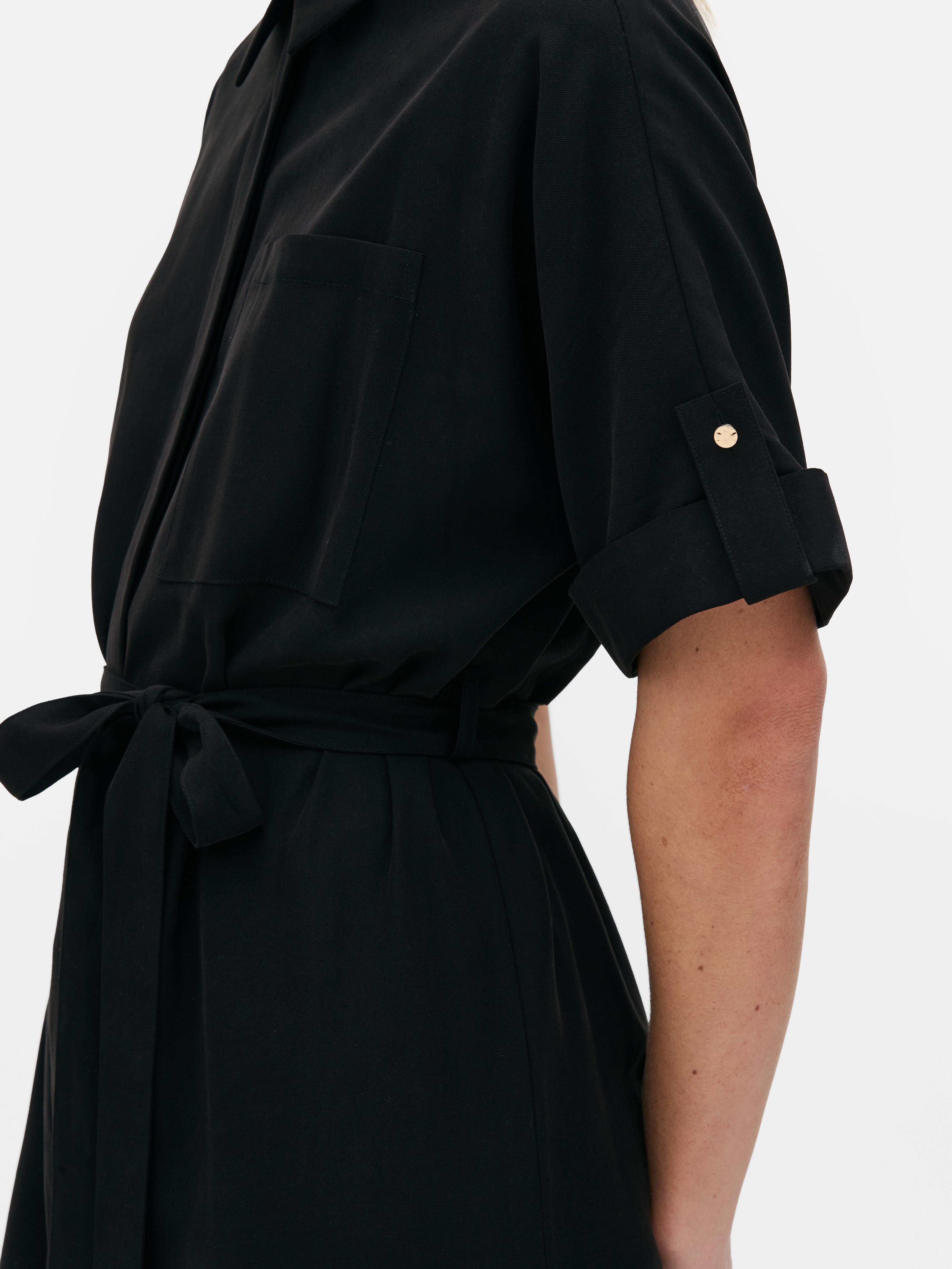 Midi-Blusenkleid mit Gürtel