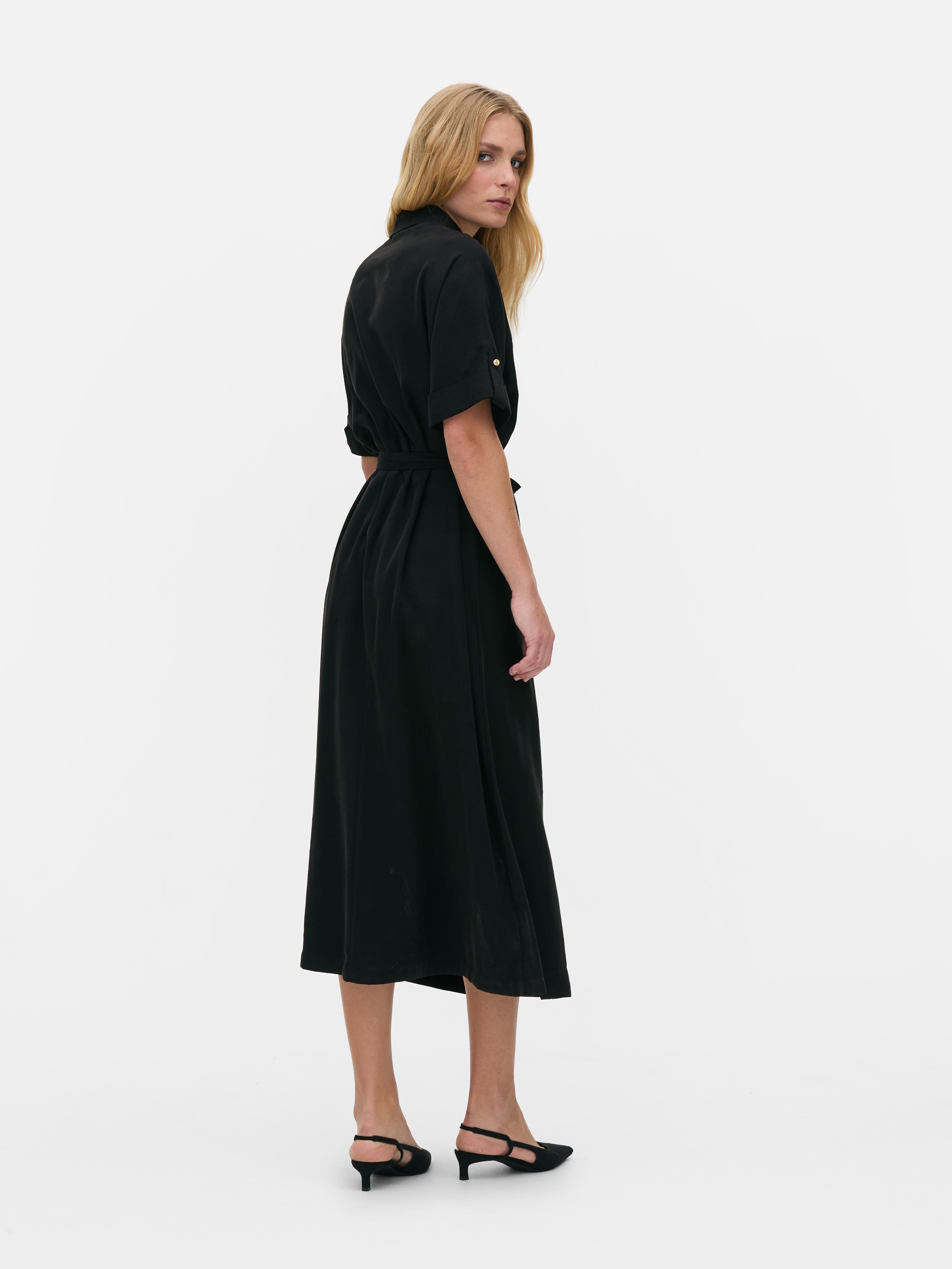 Midi-Blusenkleid mit Gürtel