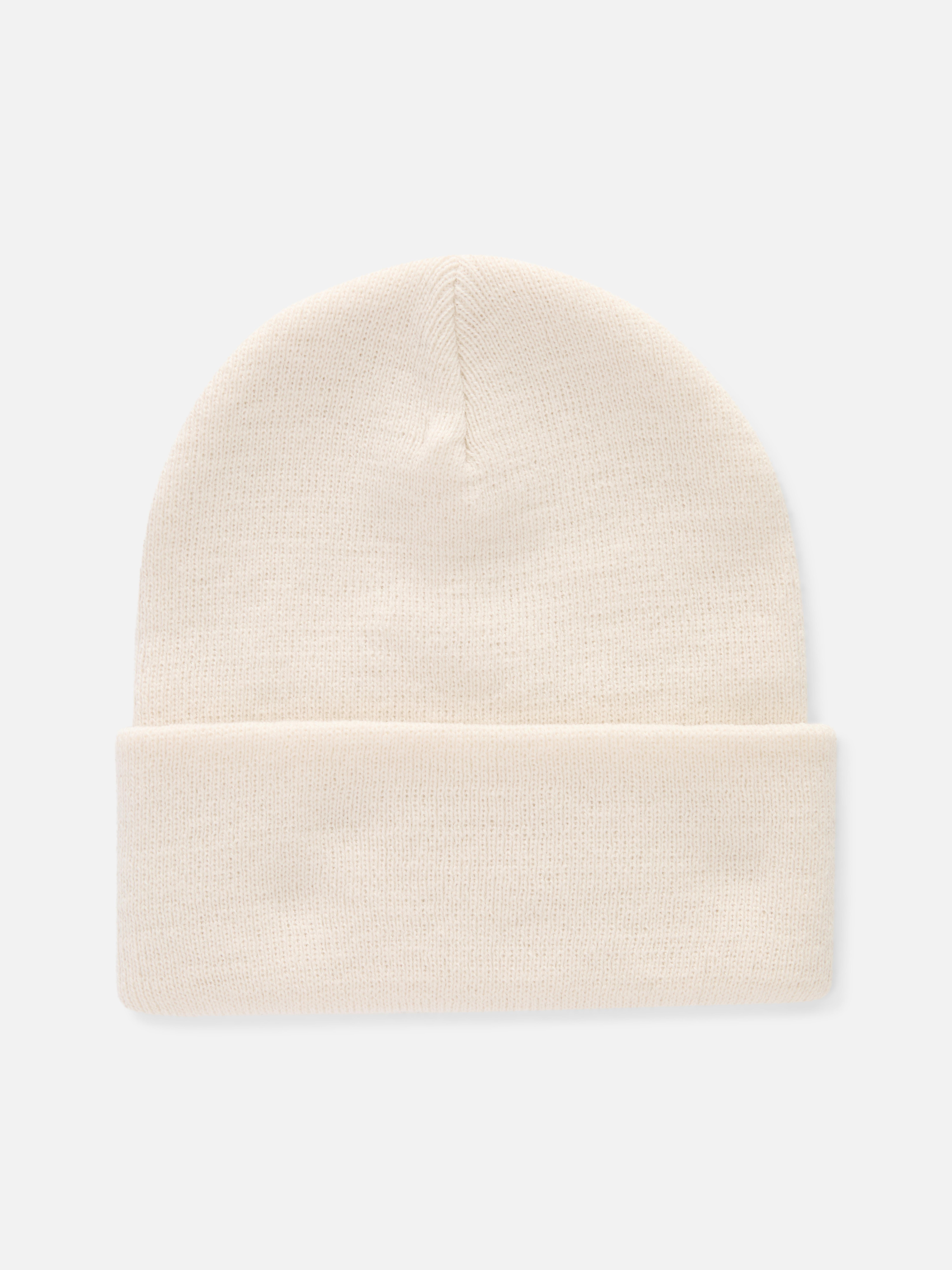 Beanies mit breitem Umschlag, 2er-Pack Ecrufarben