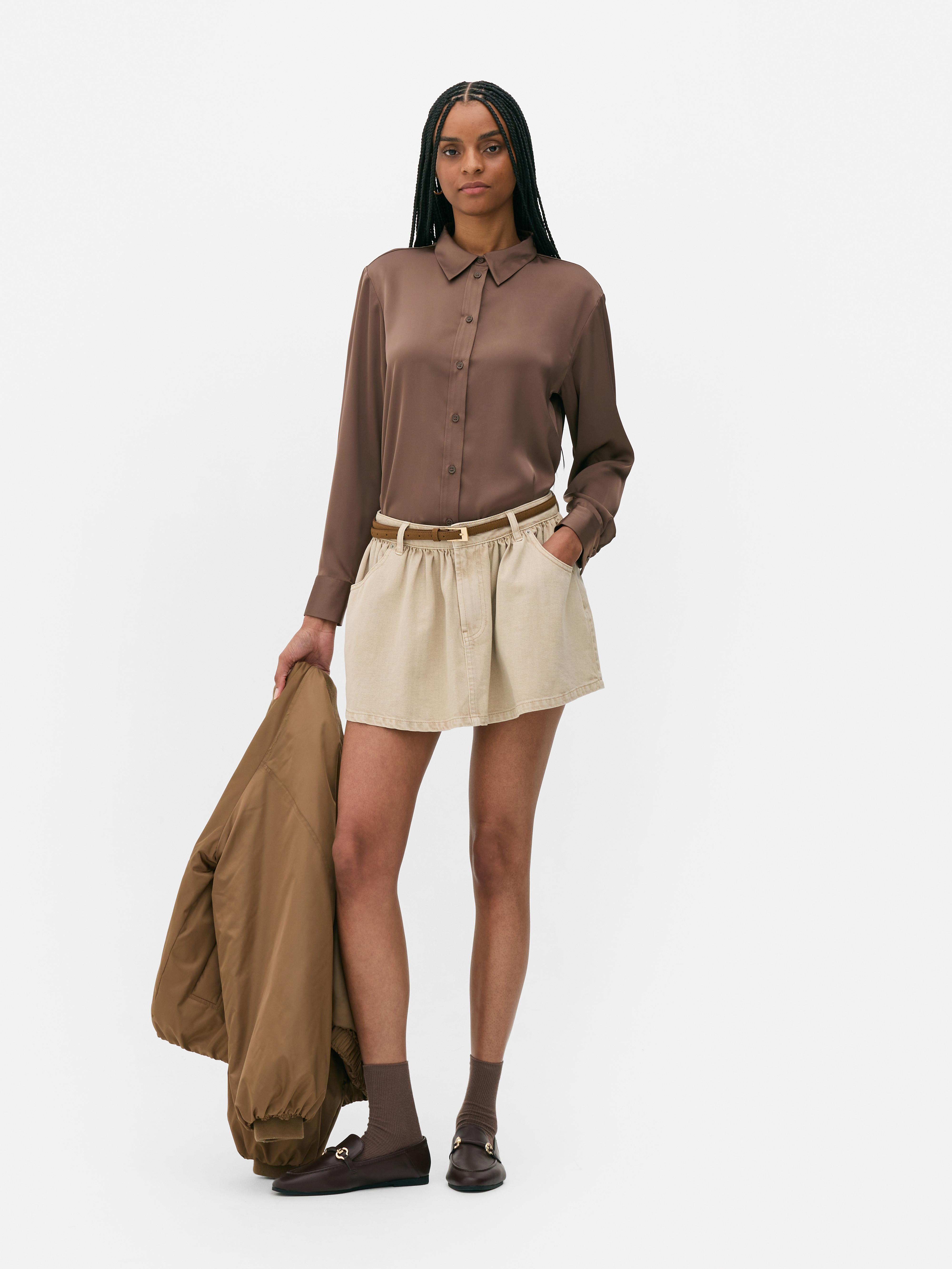 Camisa cetim clássica Chocolate
