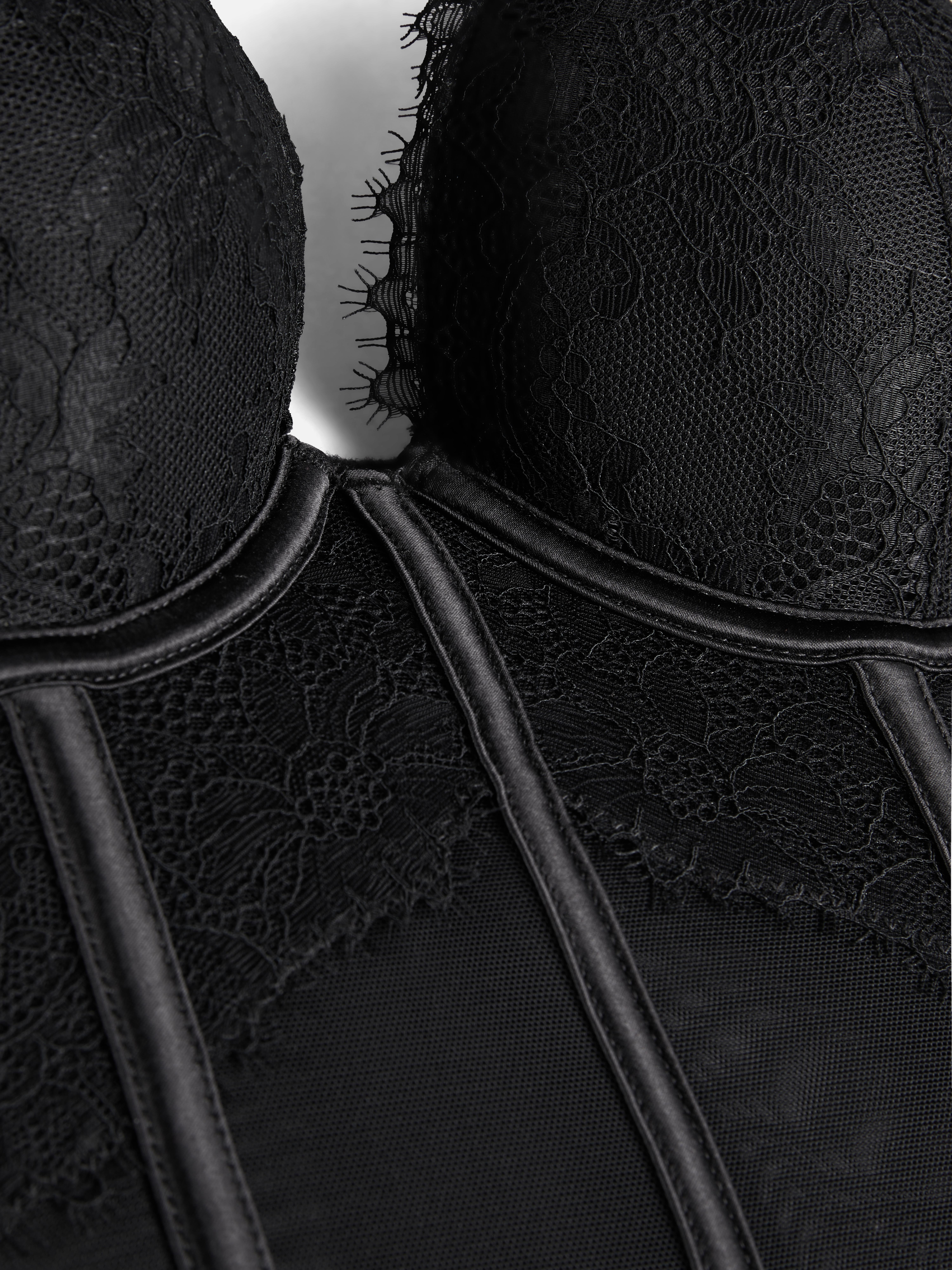 Femmes Corset Noir Push Up Taille Contrôle Du Ventre