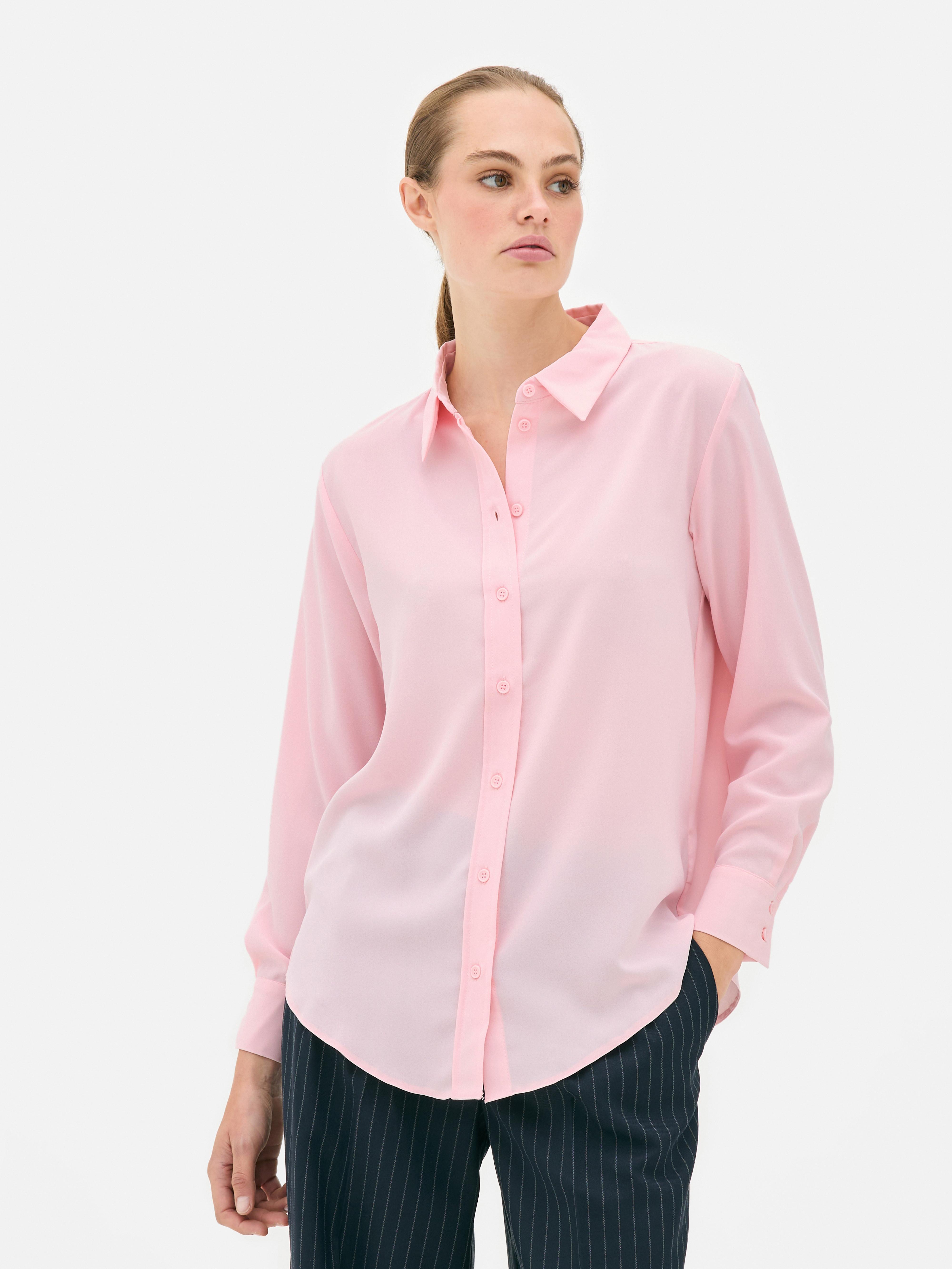 Crepe Curved Hem Shirt