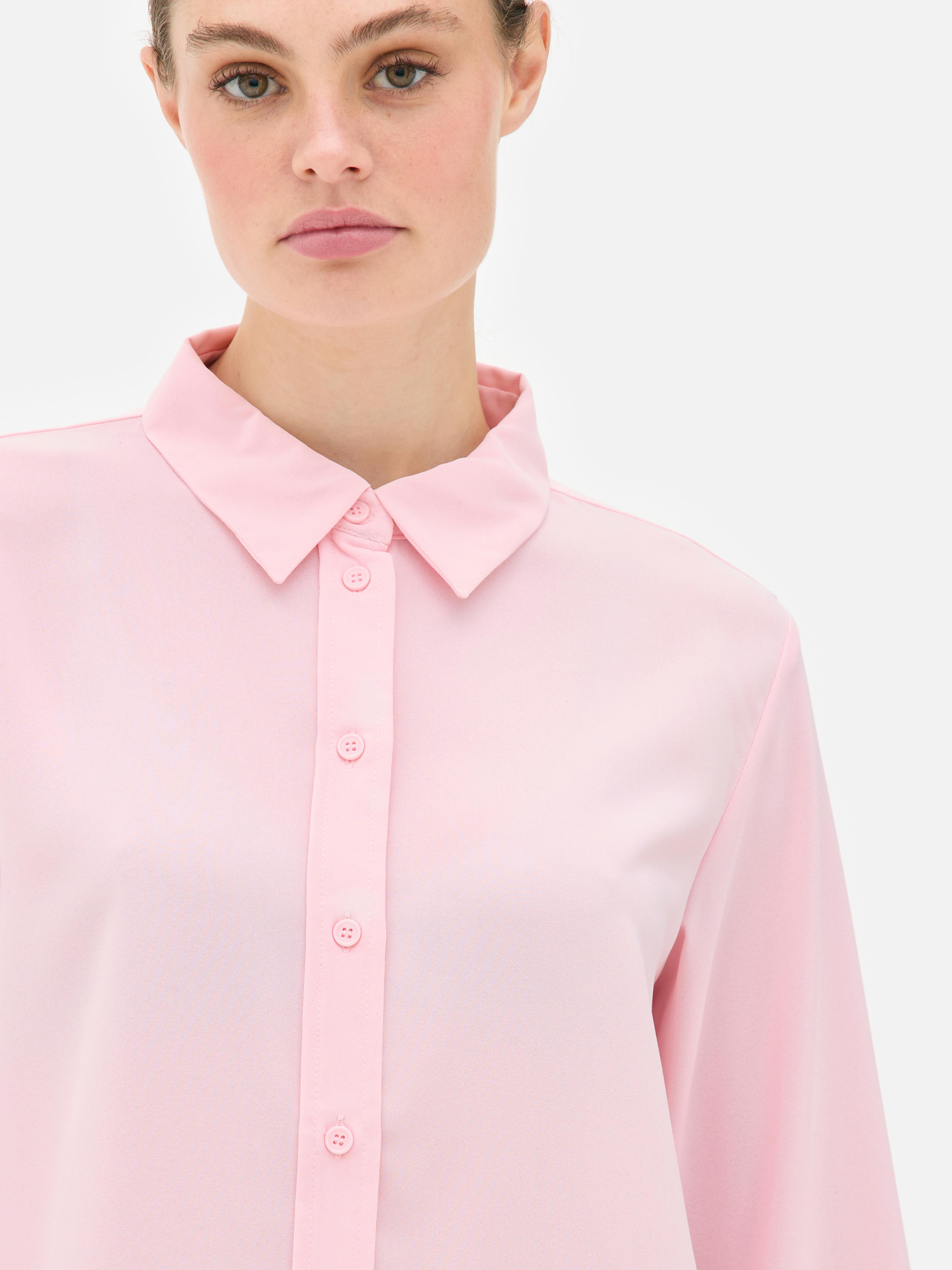 Crepe Curved Hem Shirt