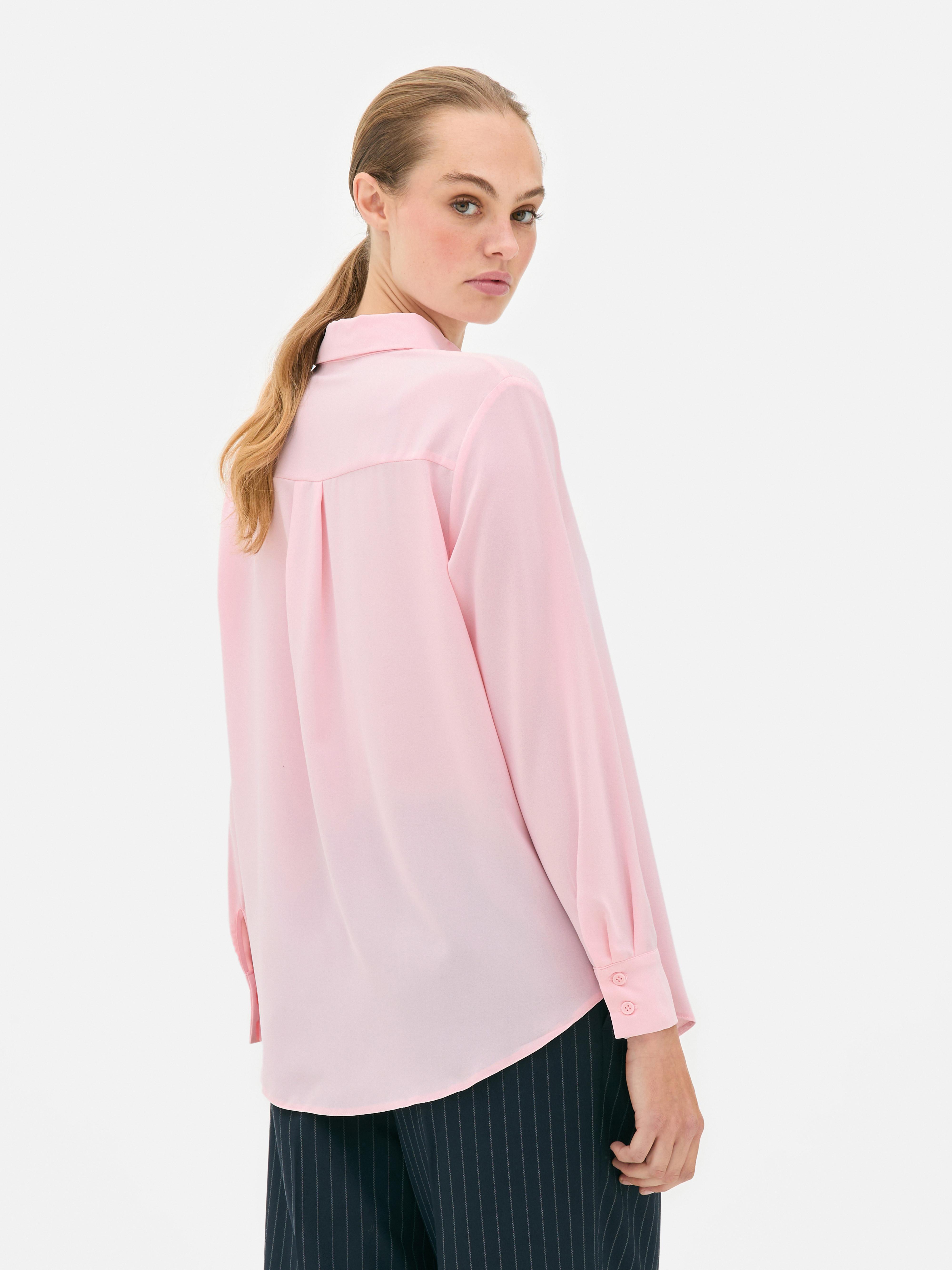 Crepe Curved Hem Shirt