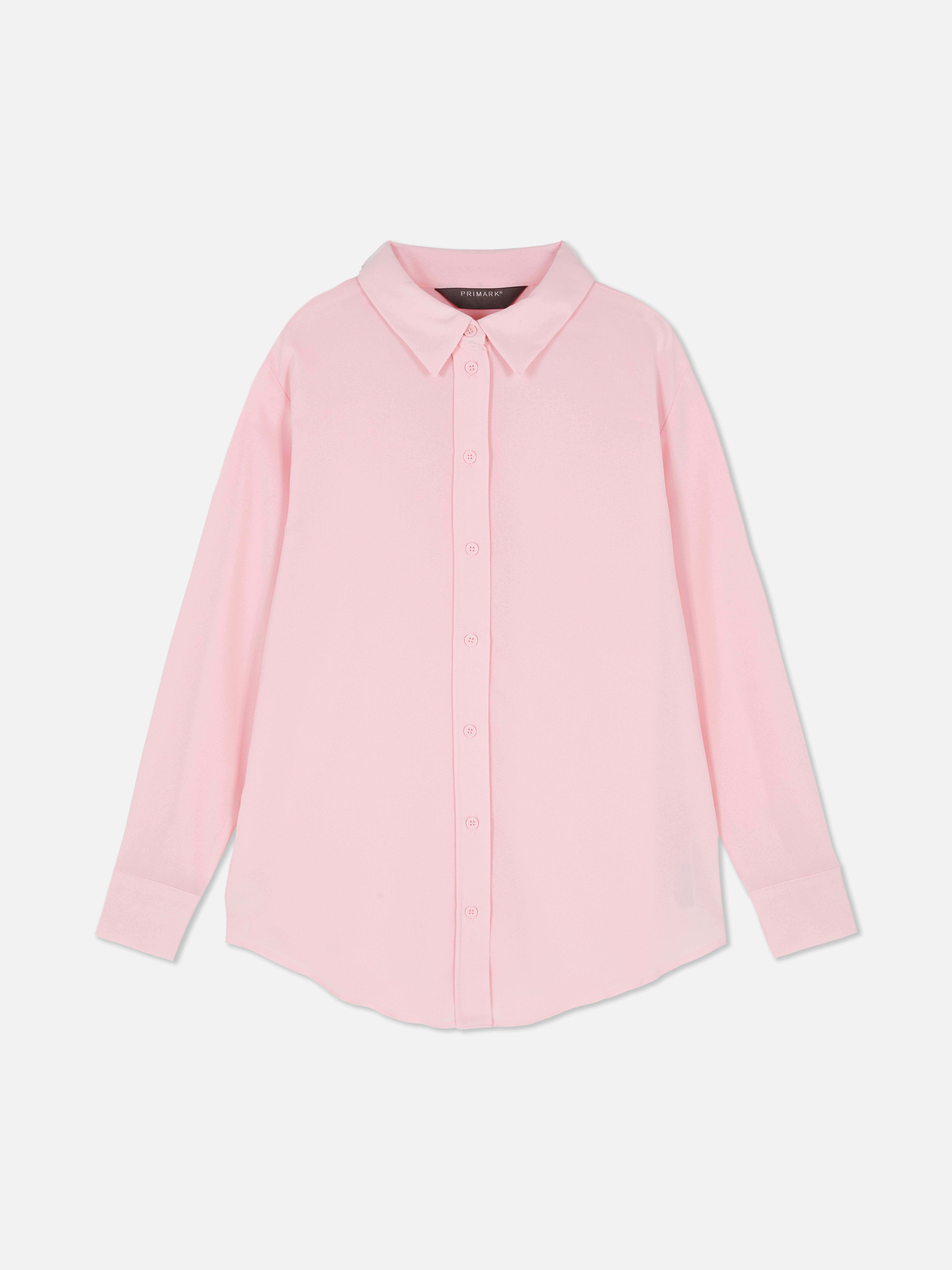 Crepe Curved Hem Shirt