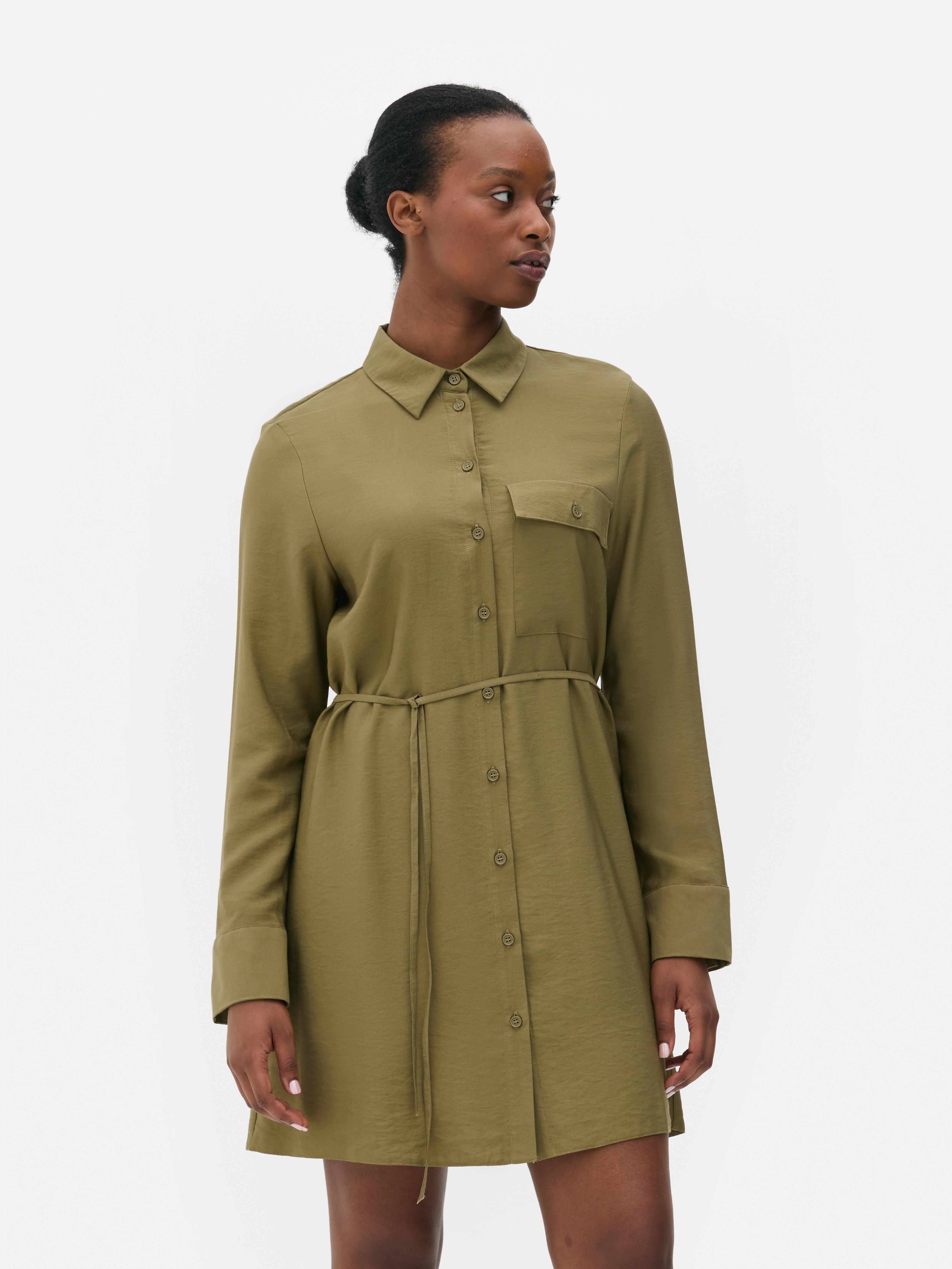 L’or Volume Shirt Dress Khaki Utility Maxi Shirt Dress | boohoo