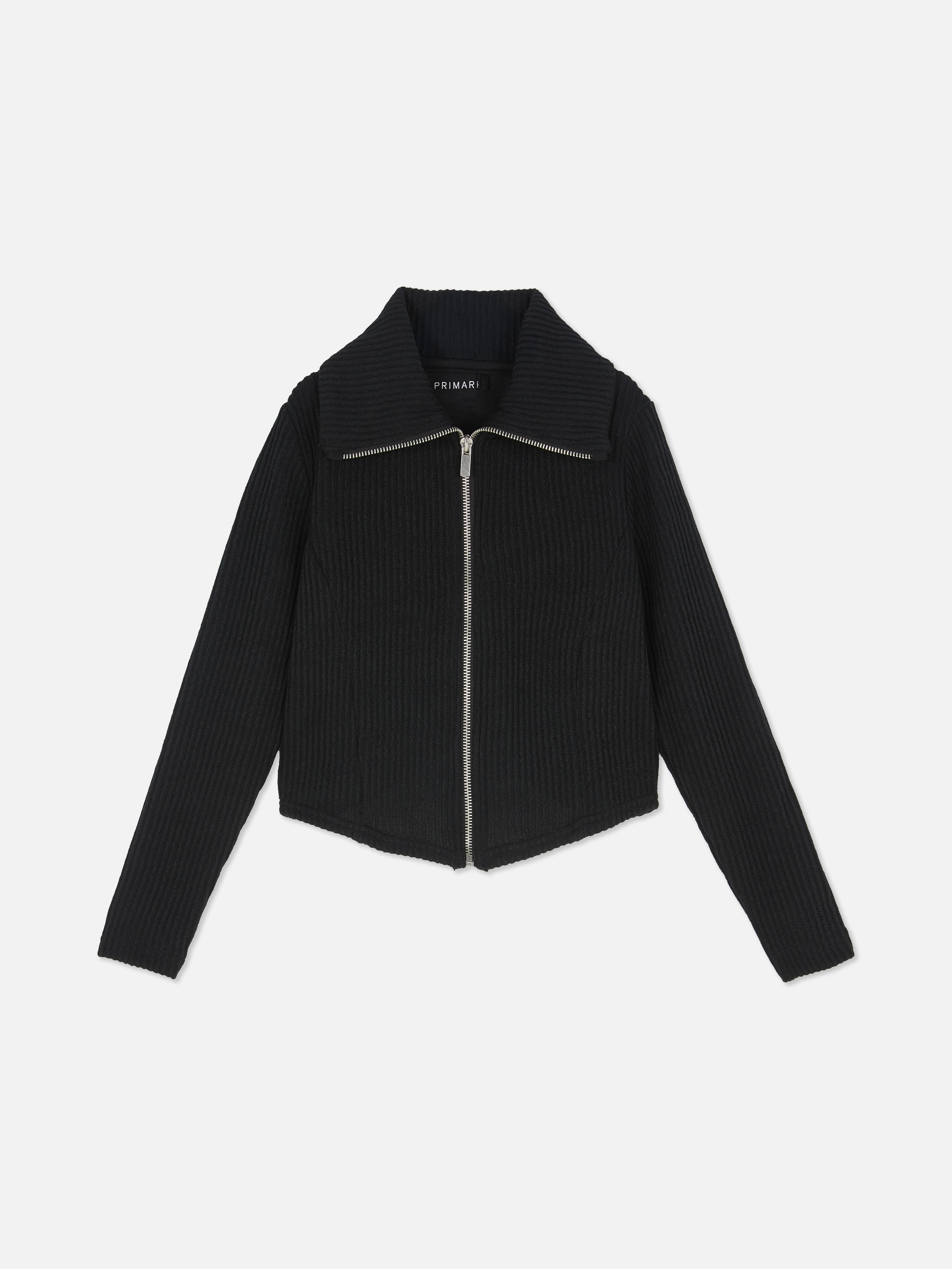 7-15yrs | Ribbed Zip-Up Collared Sweatshirt