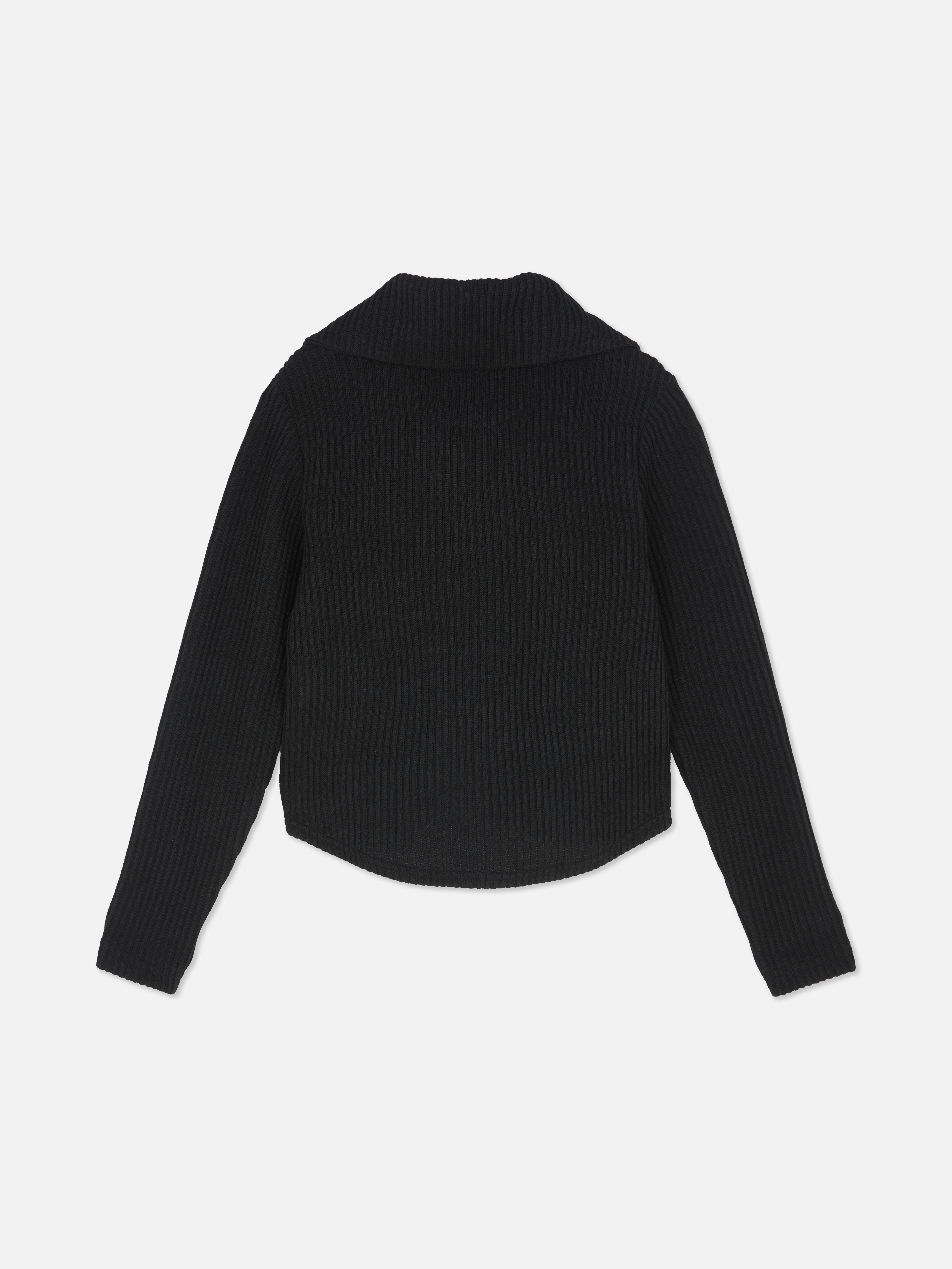 7–15 Jahre | Geripptes Sweatshirt mit Reißverschlusskragen