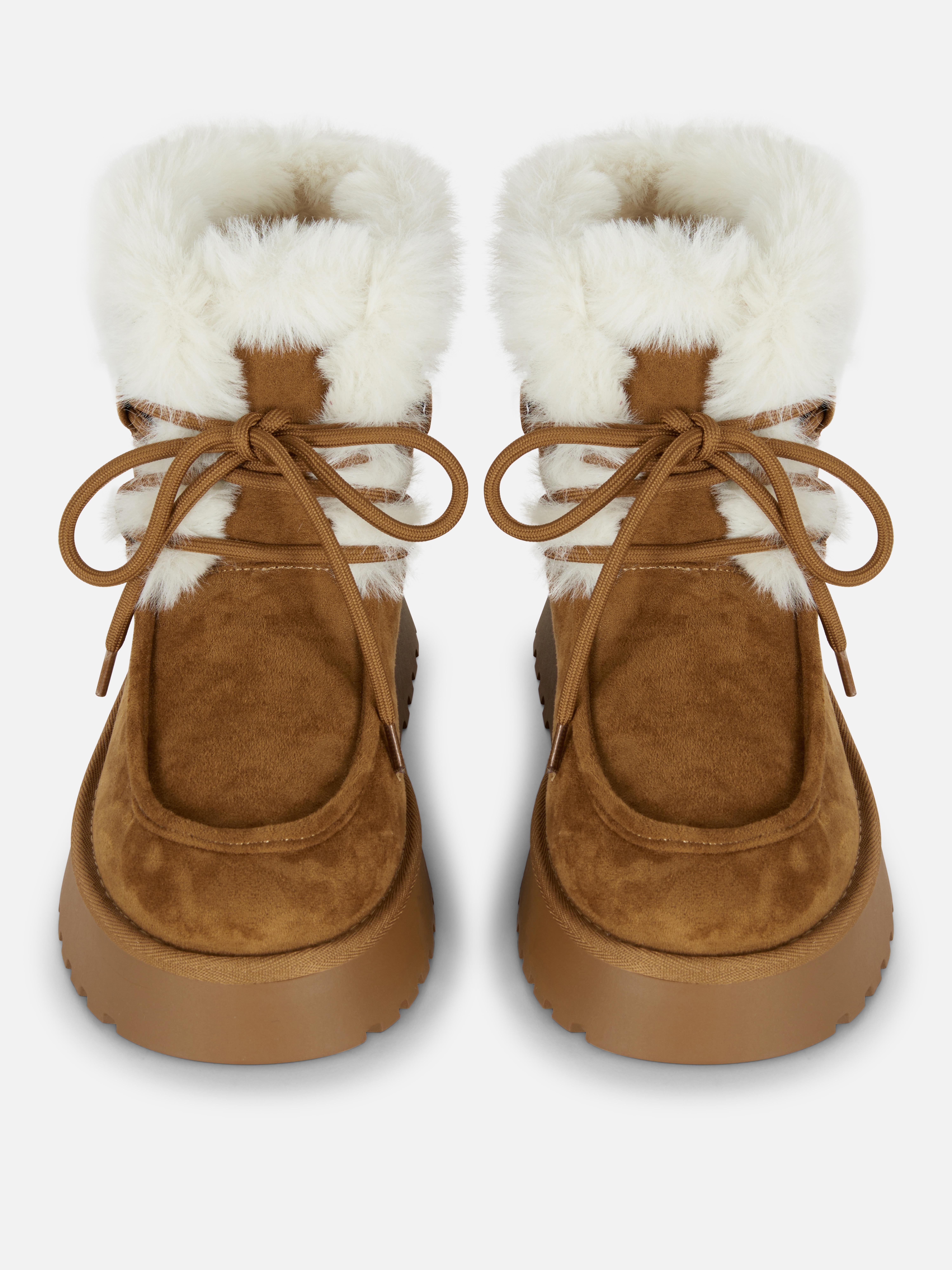 Lace-Up Faux Fur Lined Boots