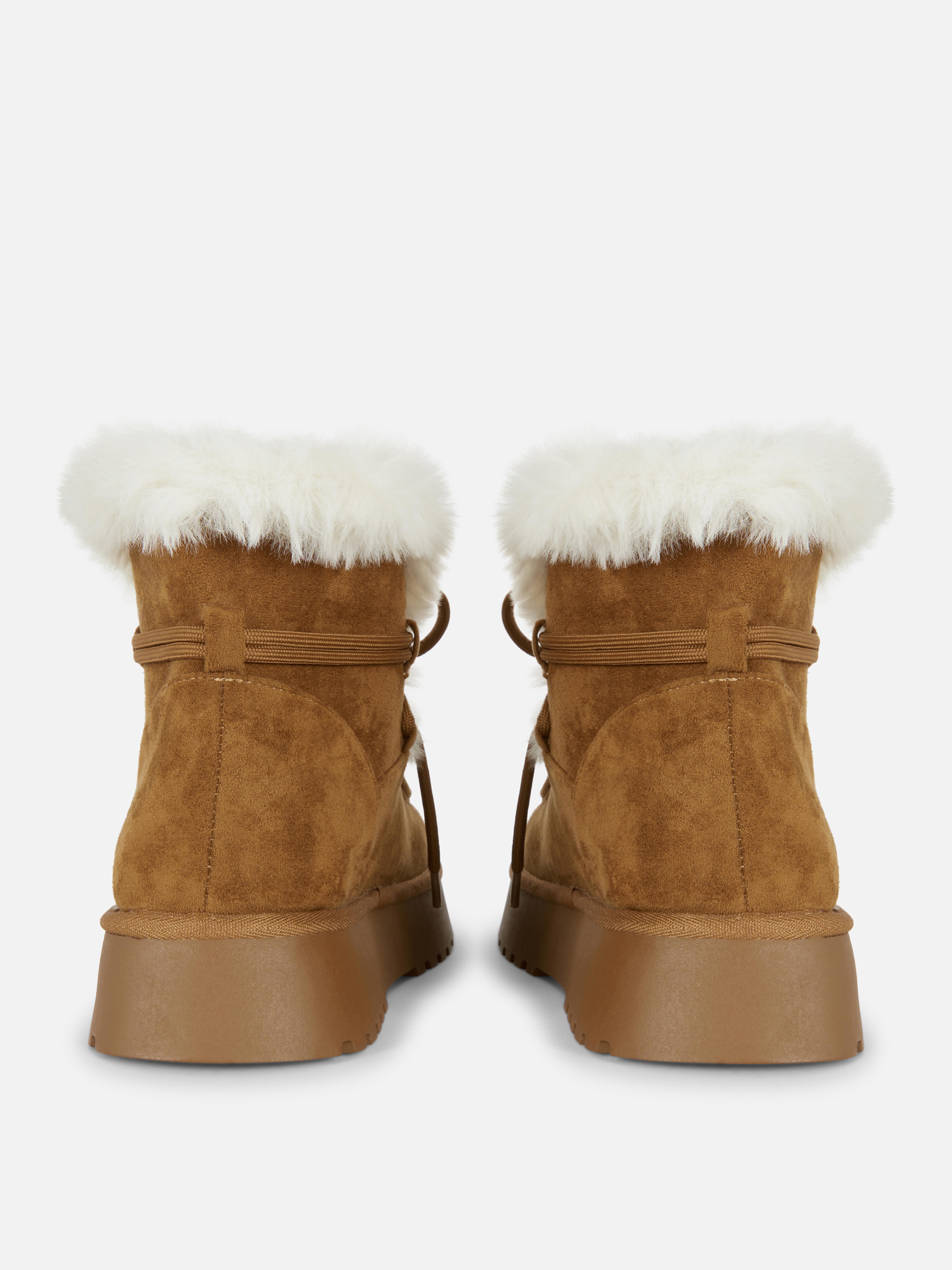 Lace-Up Faux Fur Lined Boots