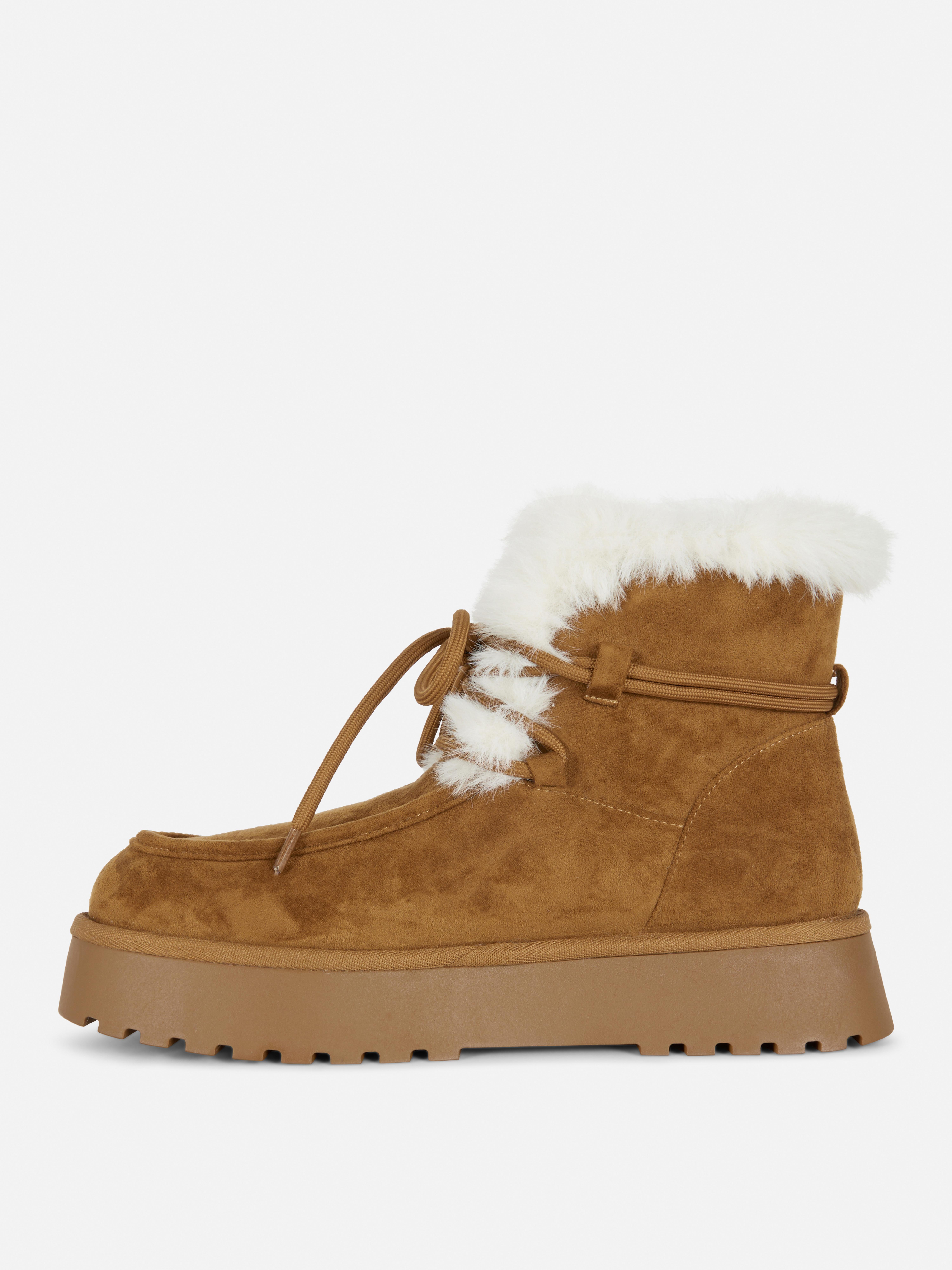 Lace-Up Faux Fur Lined Boots