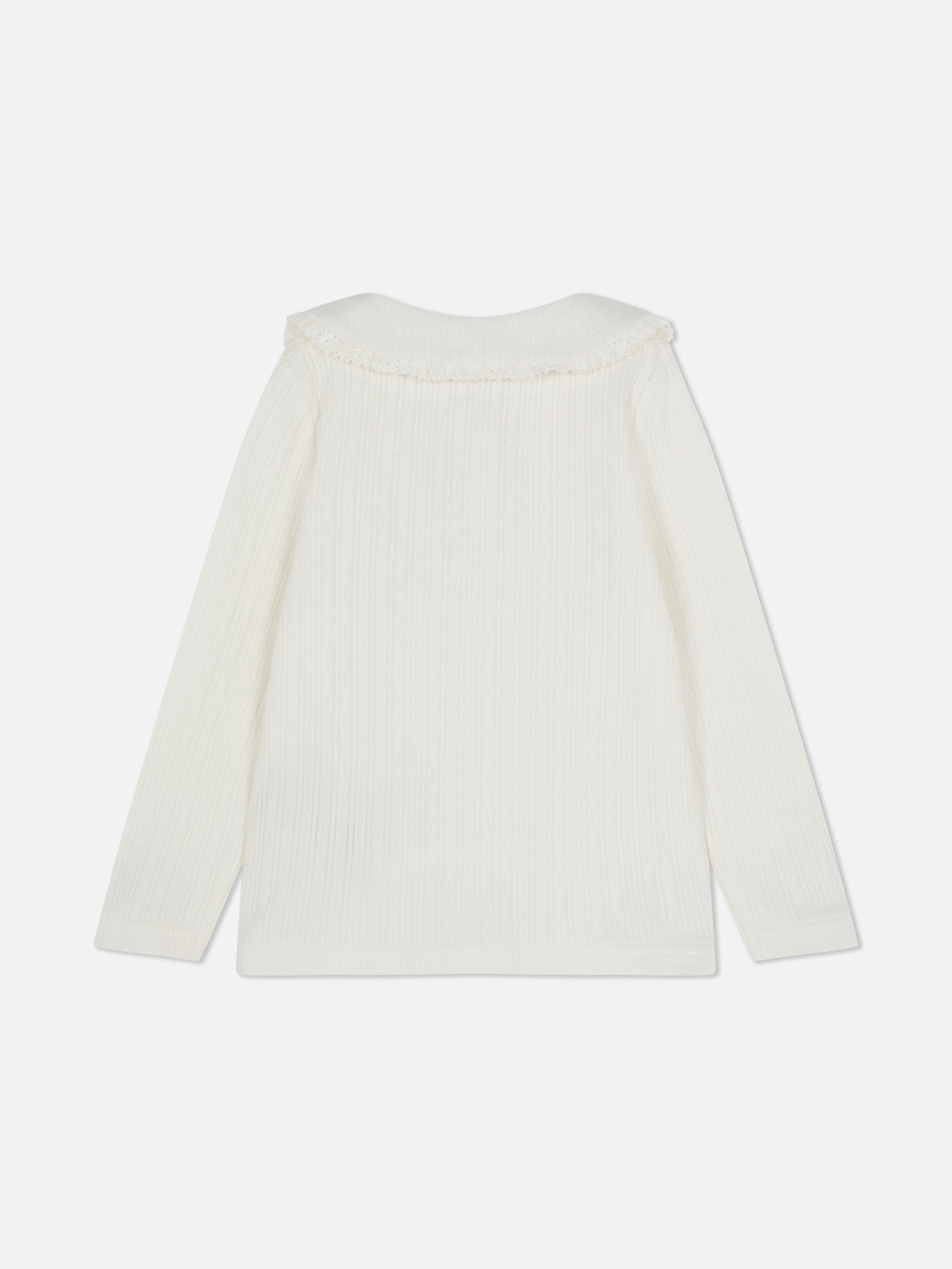 1.5-8yrs | The Edit Pointelle Collared Long Sleeve T-Shirt