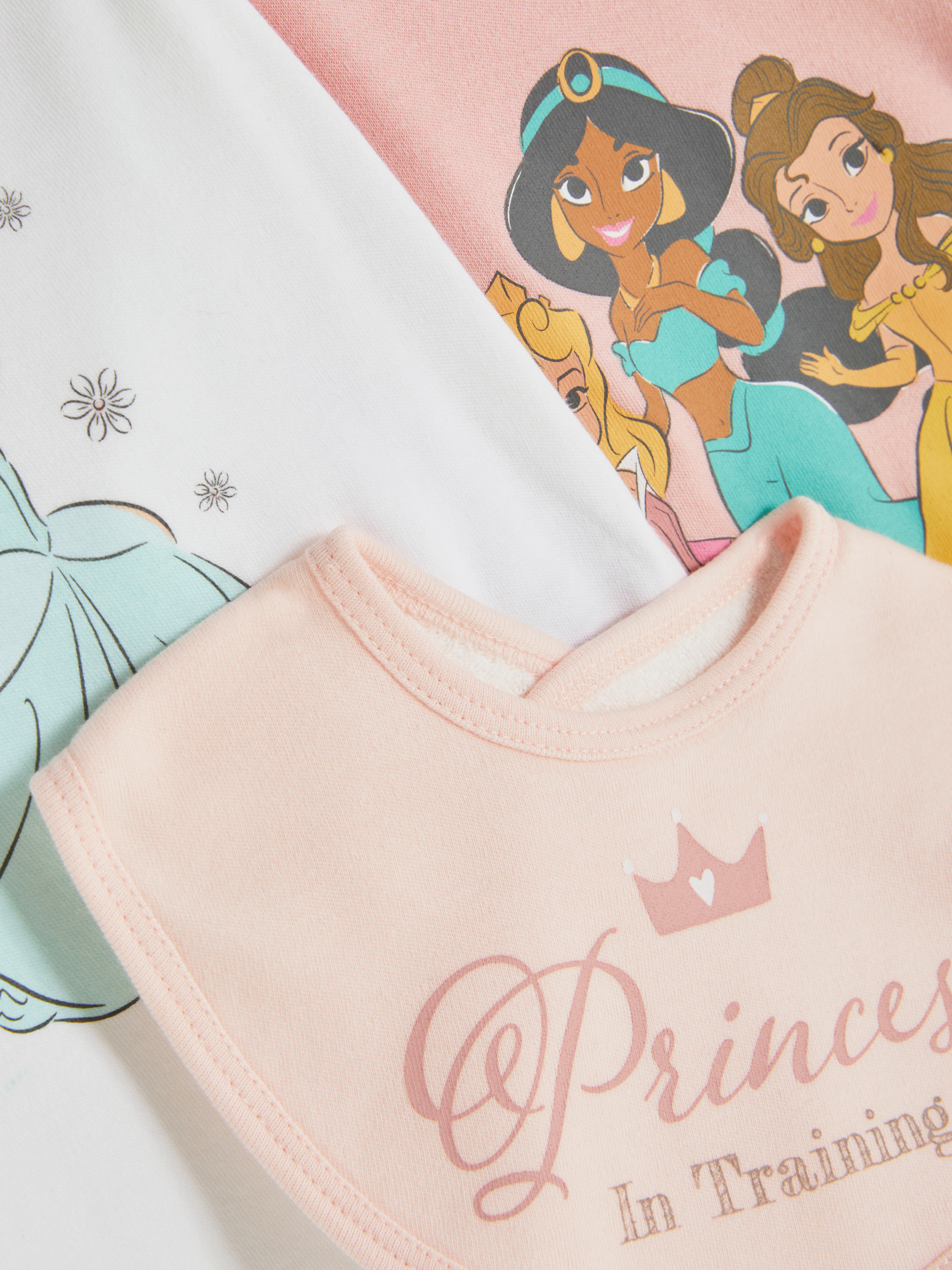 0-9mths | Disney Princesses Sleepsuit, Bodysuit and Bib Newborn Set