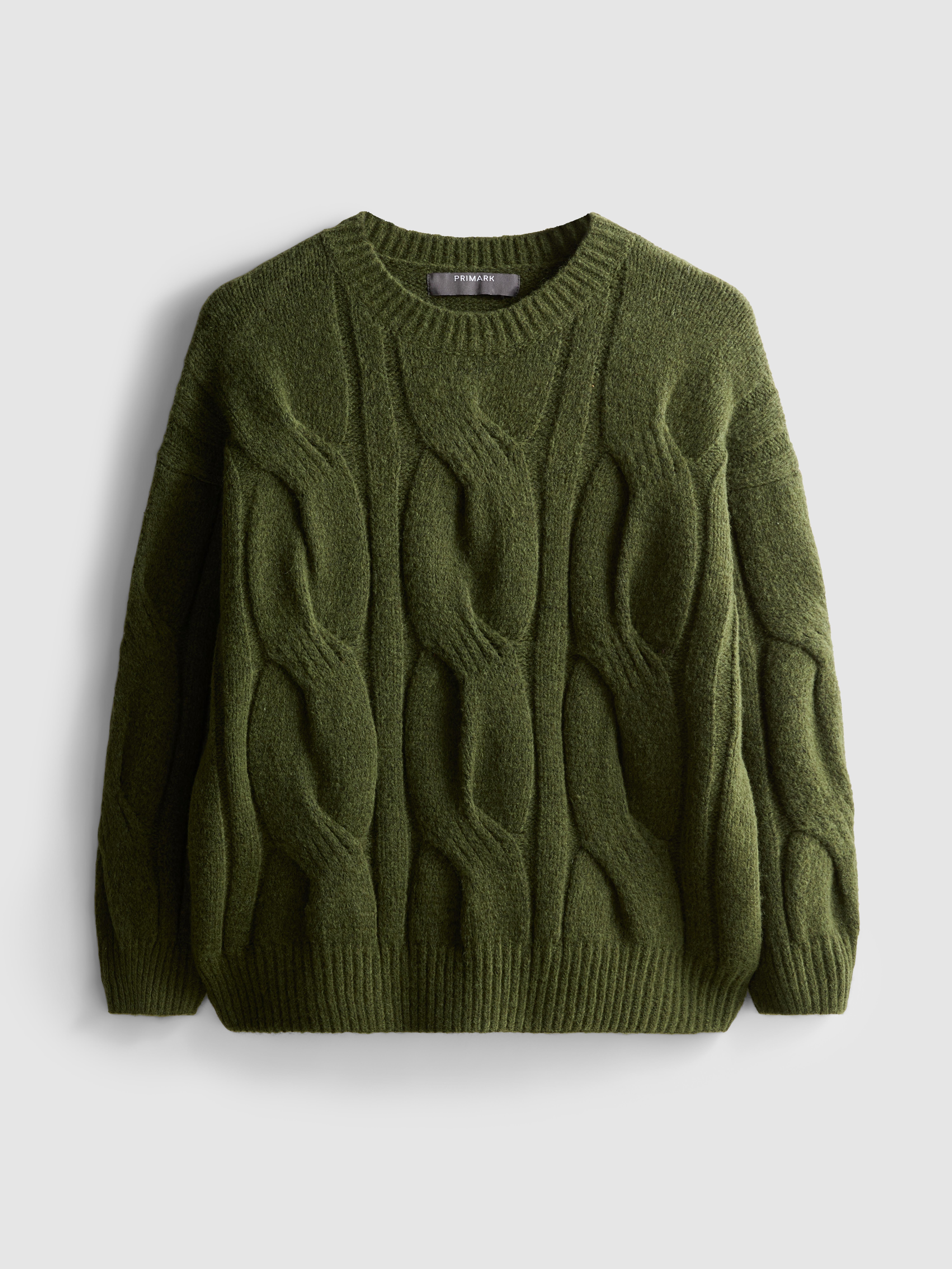 Essential Relaxed Cable Knit Jumper Khaki