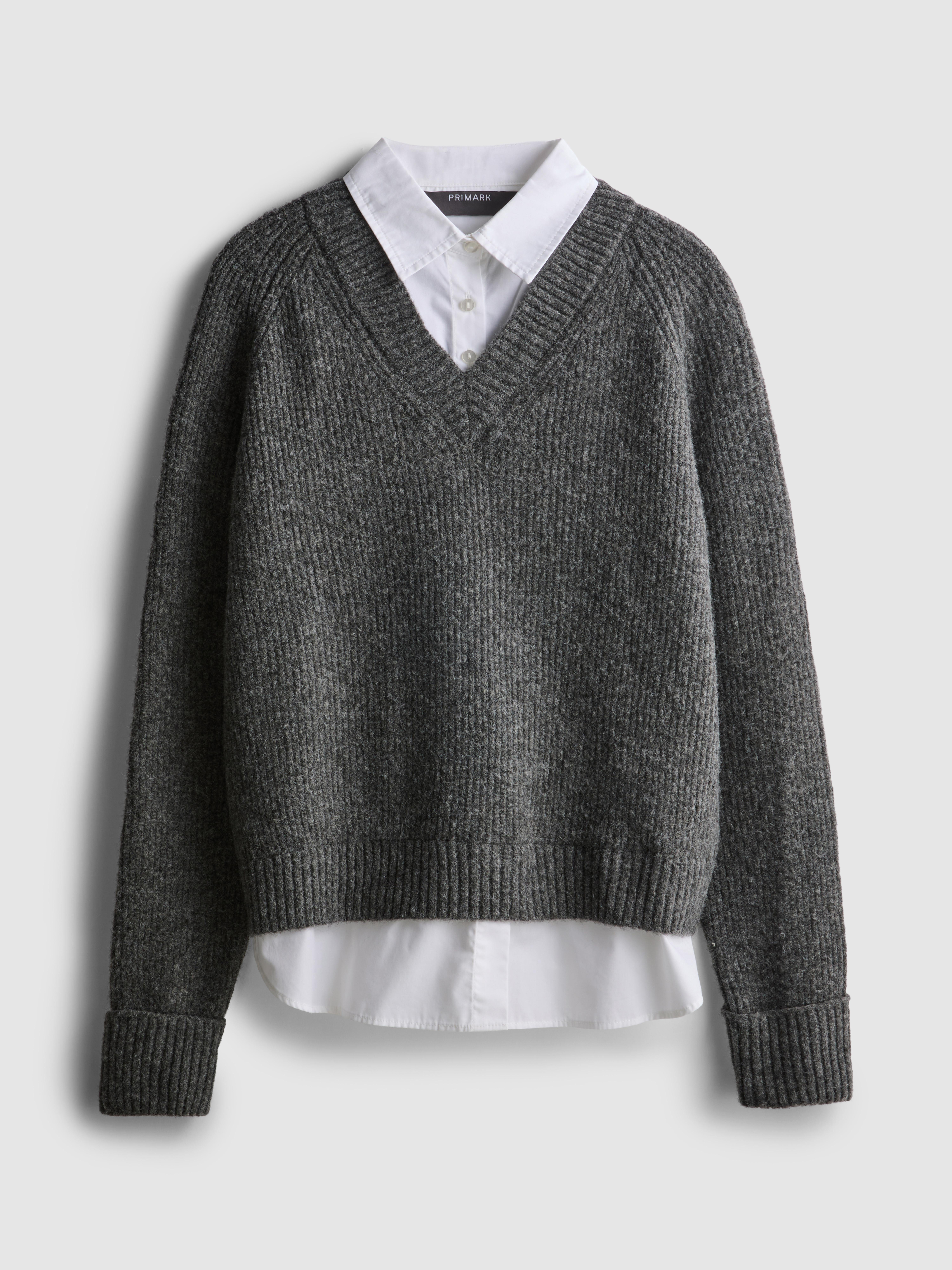 2 in 1 V-Neck Knitted Jumper
