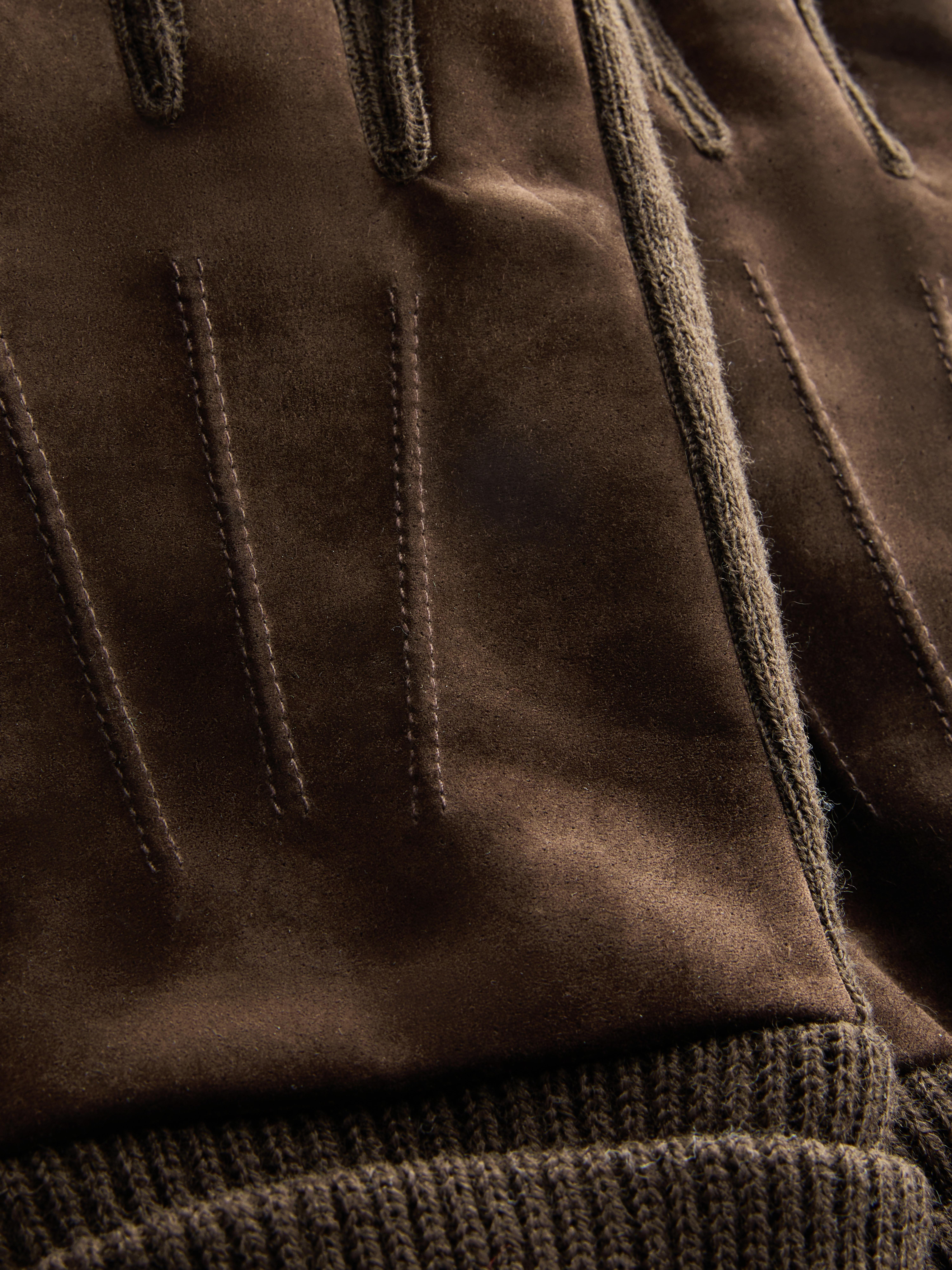 Suede Gloves With Knitted Wrists
