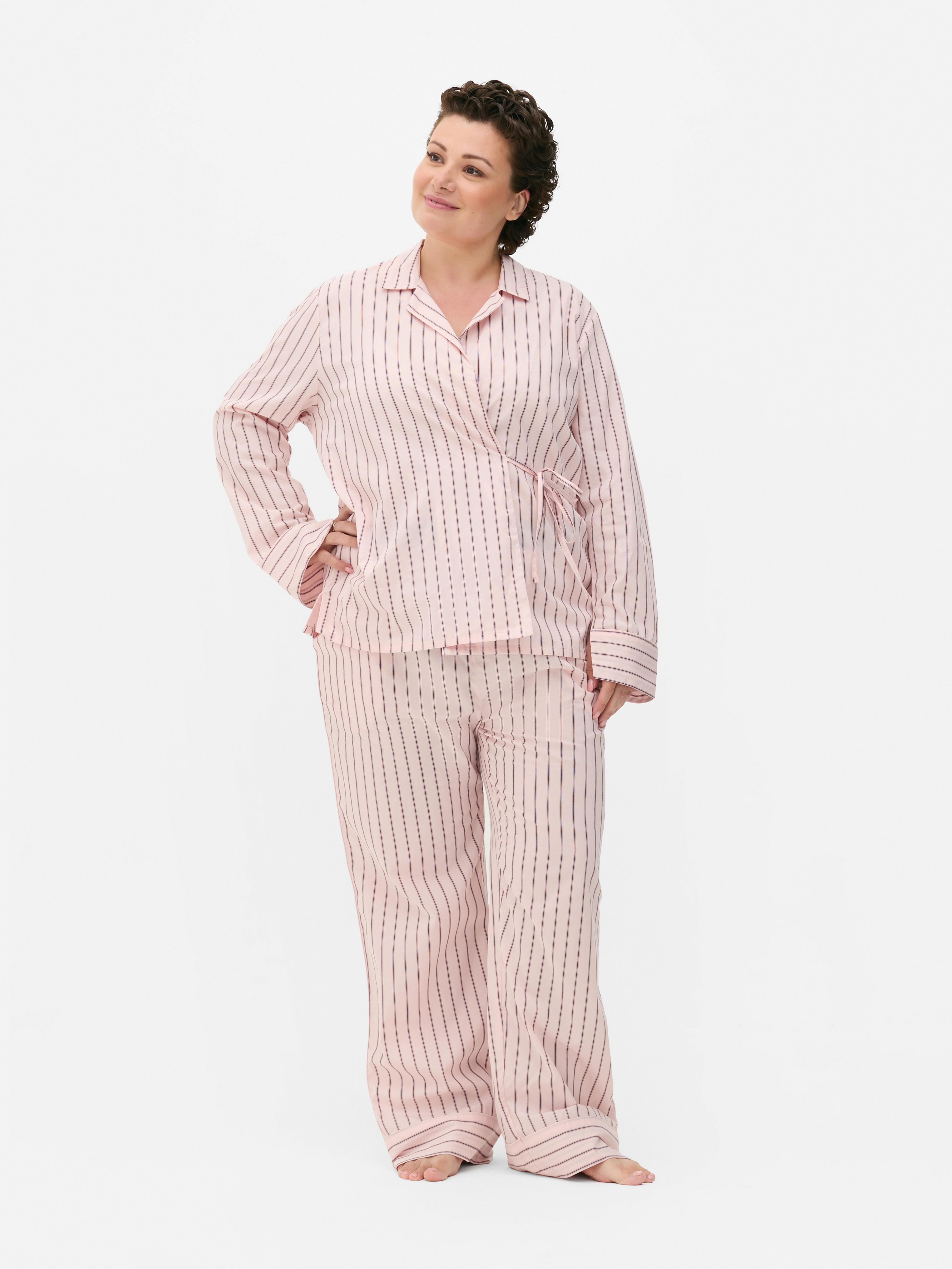 Breast Cancer Awareness Wrapped Stripe Pyjama Shirt