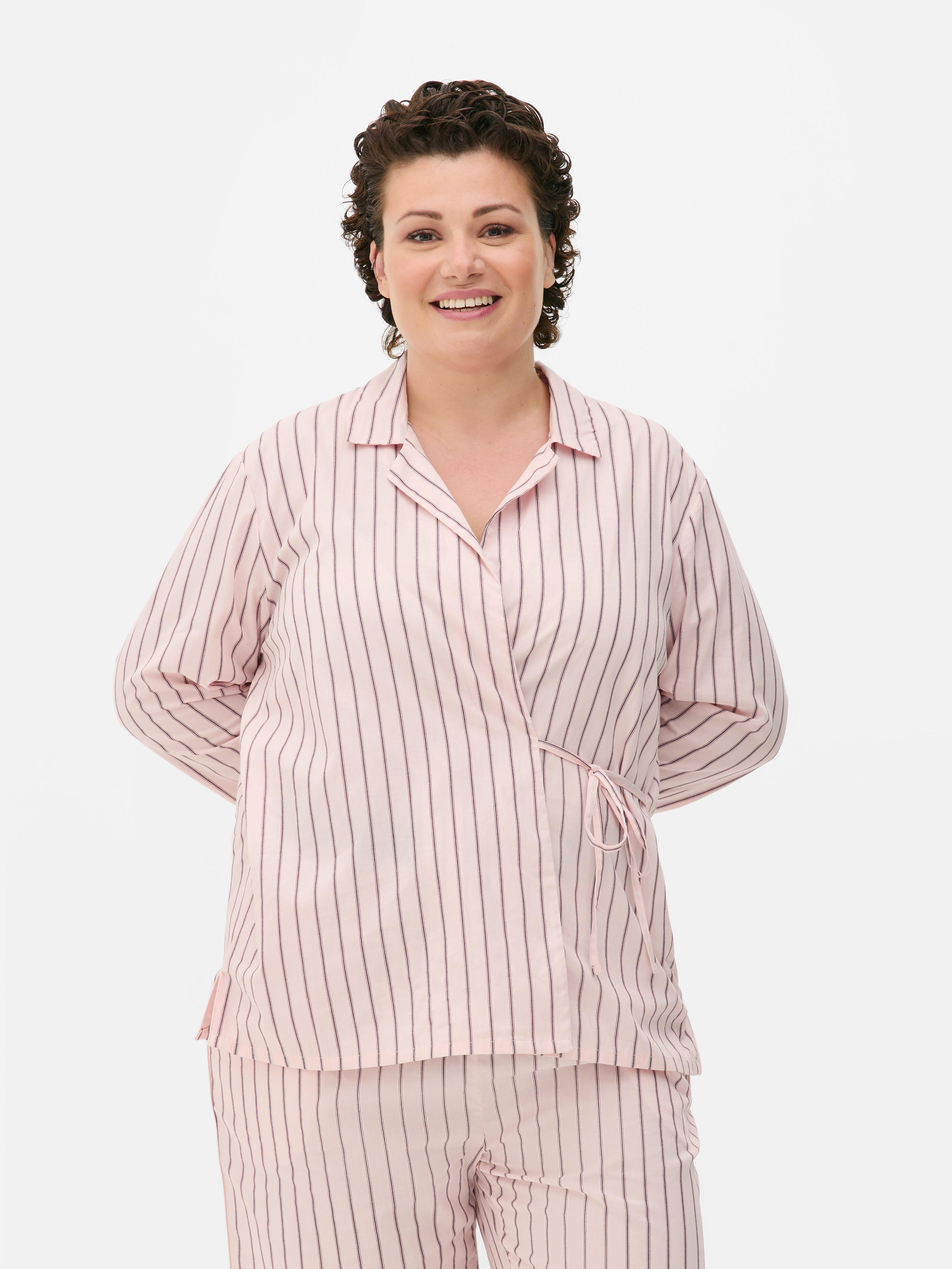 Breast Cancer Awareness Wrapped Stripe Pyjama Shirt