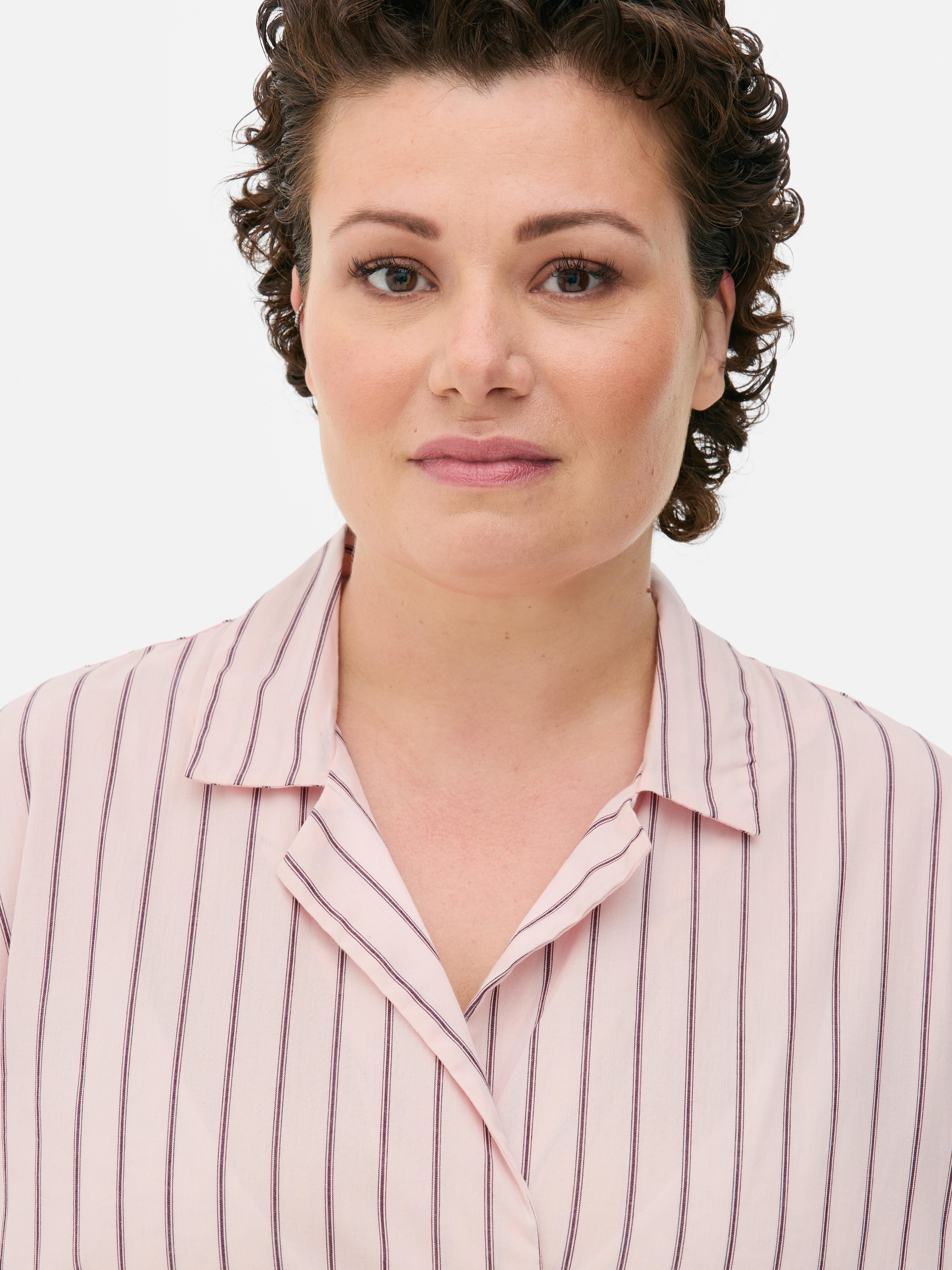 Breast Cancer Awareness Wrapped Stripe Pyjama Shirt