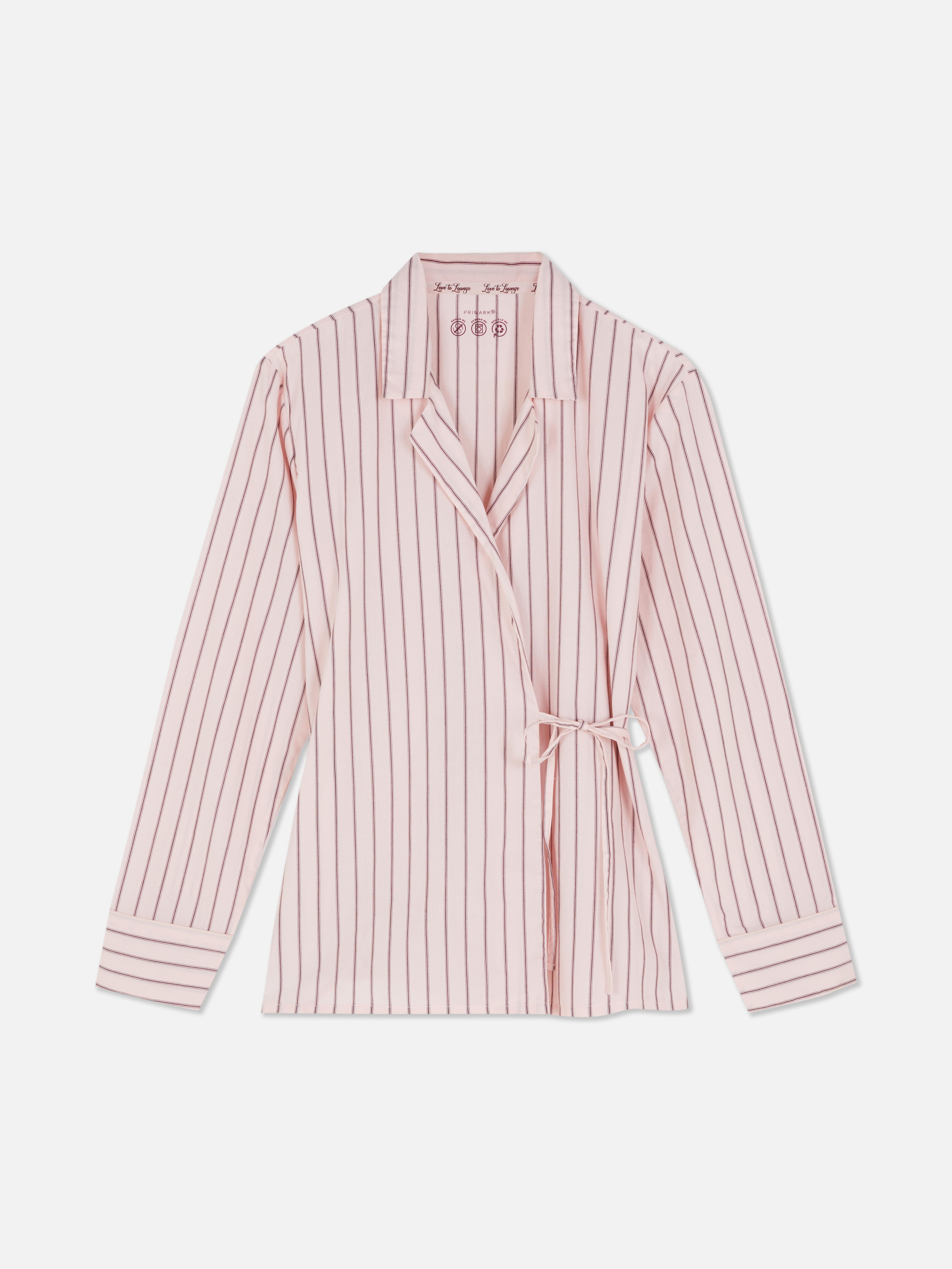 Breast Cancer Awareness Wrapped Stripe Pyjama Shirt