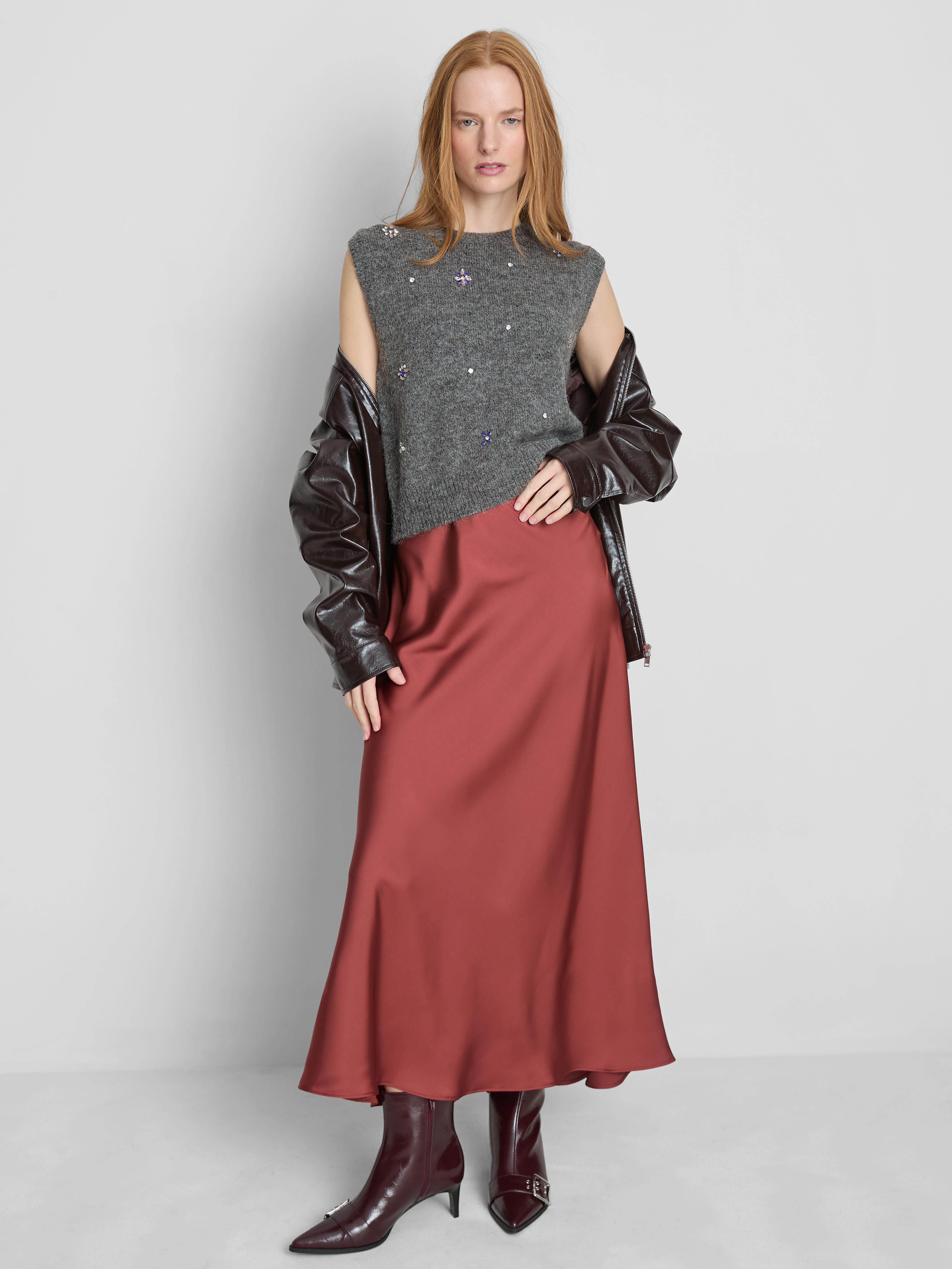 Pull sans manches en maille à strass