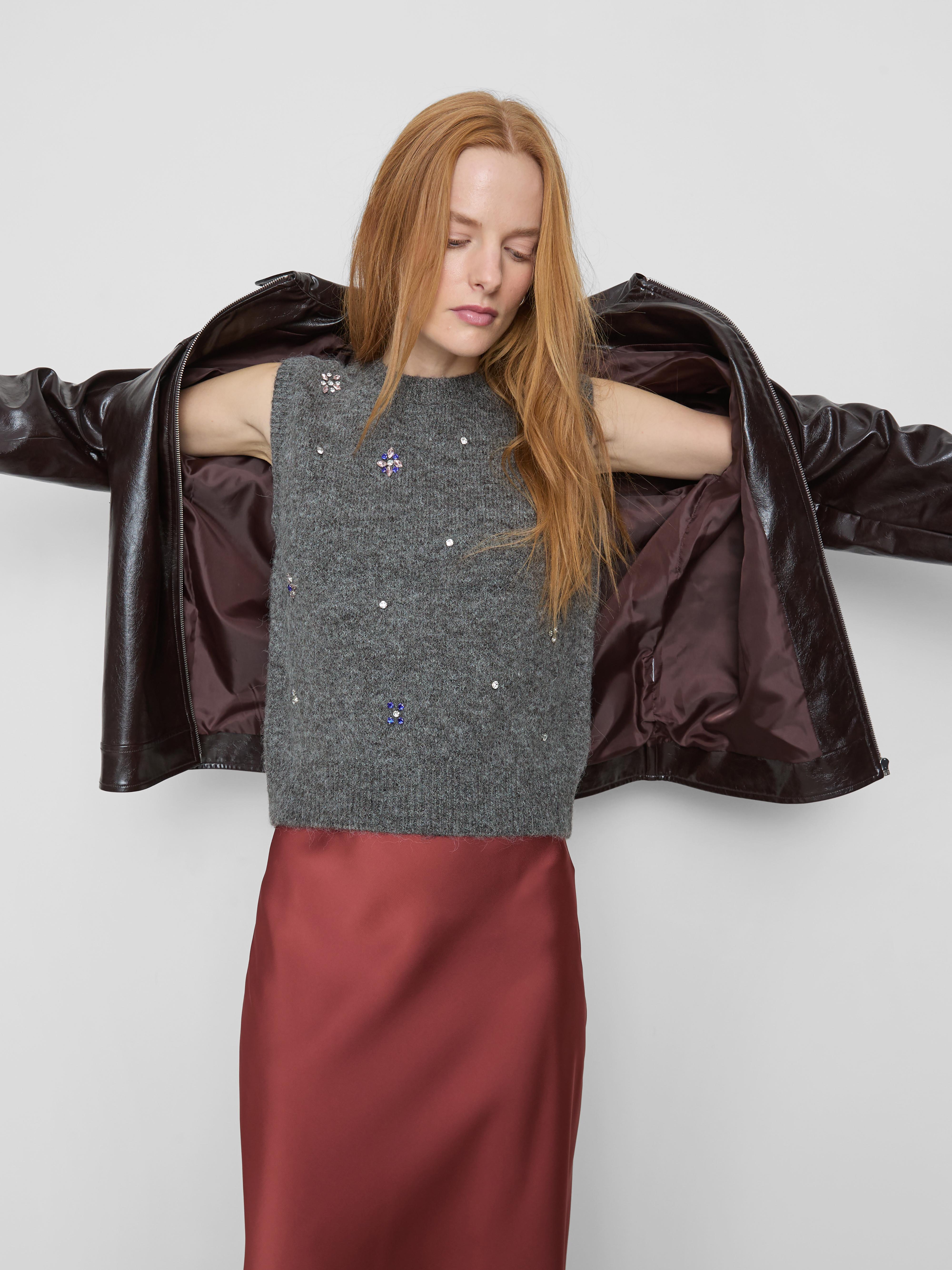 Pull sans manches en maille à strass