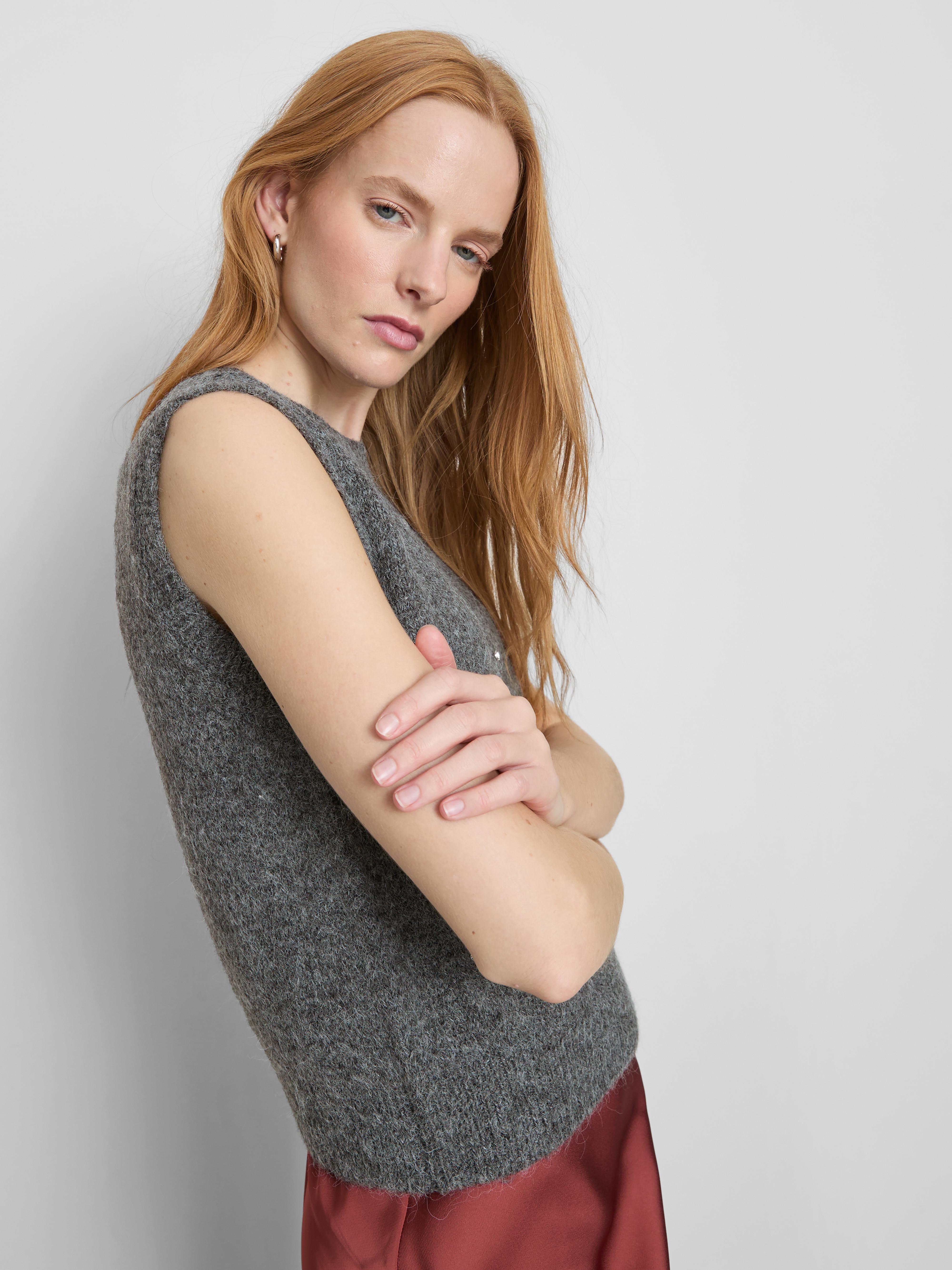 Pull sans manches en maille à strass