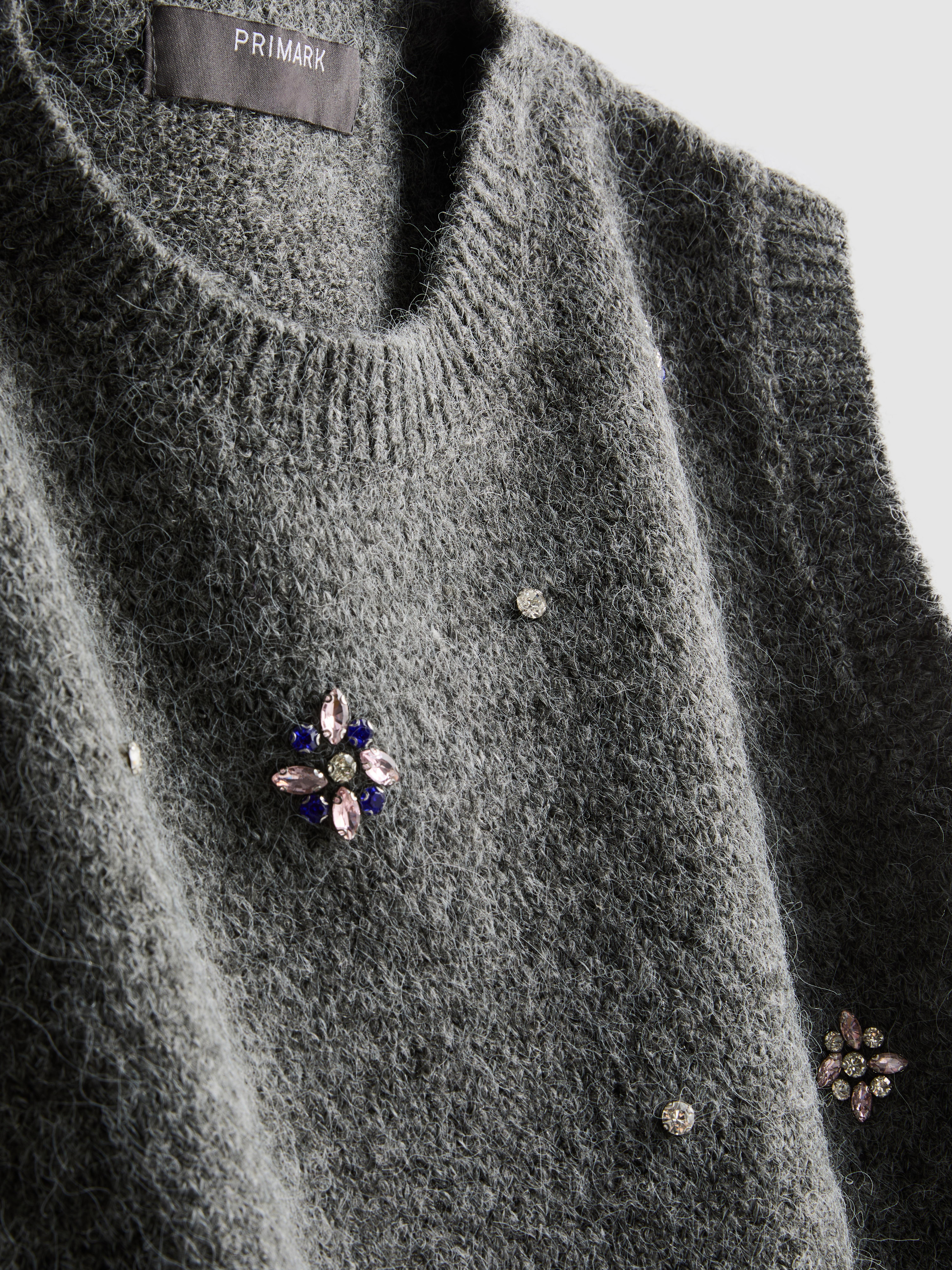 Pull sans manches en maille à strass