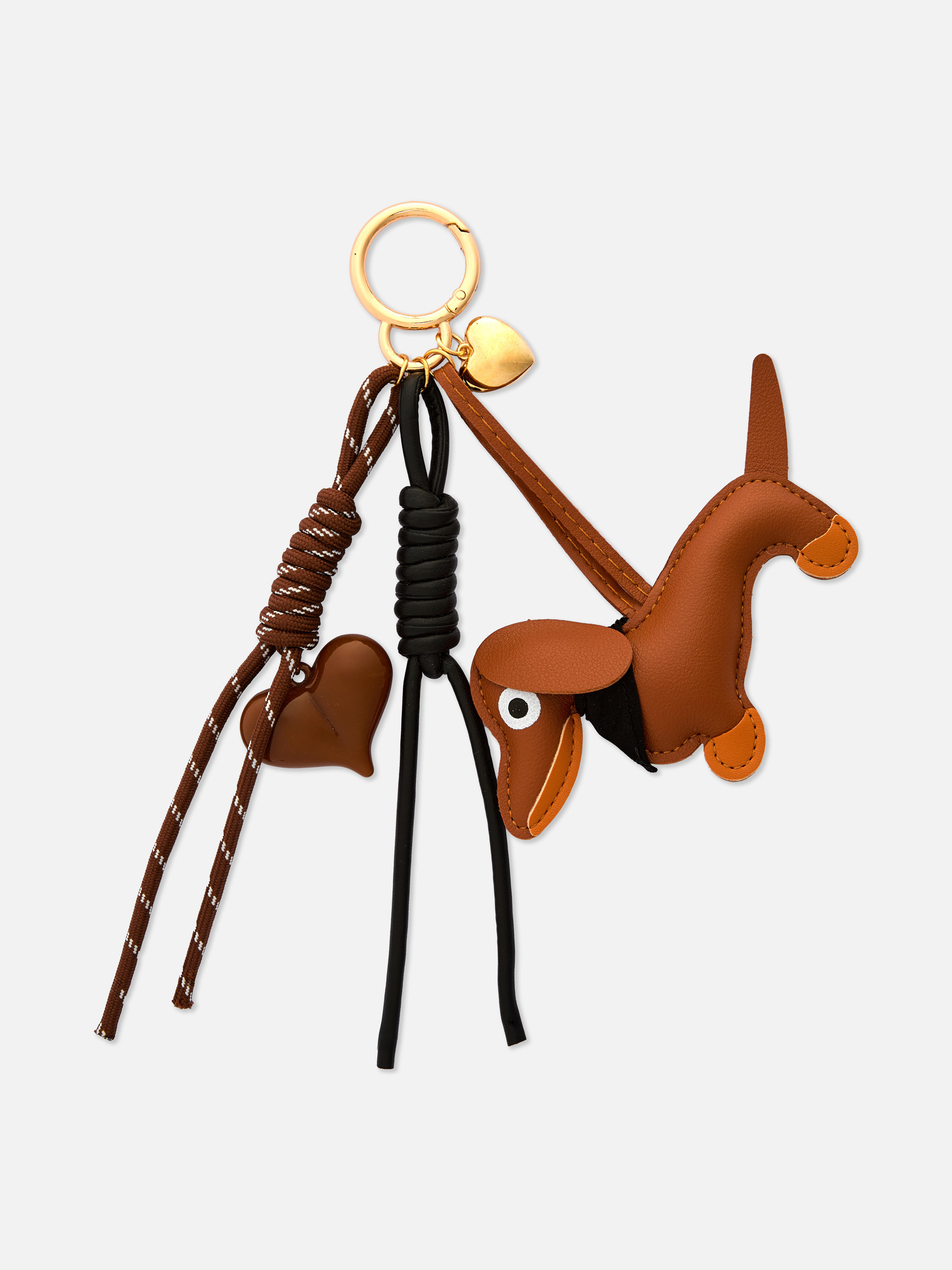 Llavero con colgante de perro de piel sintética