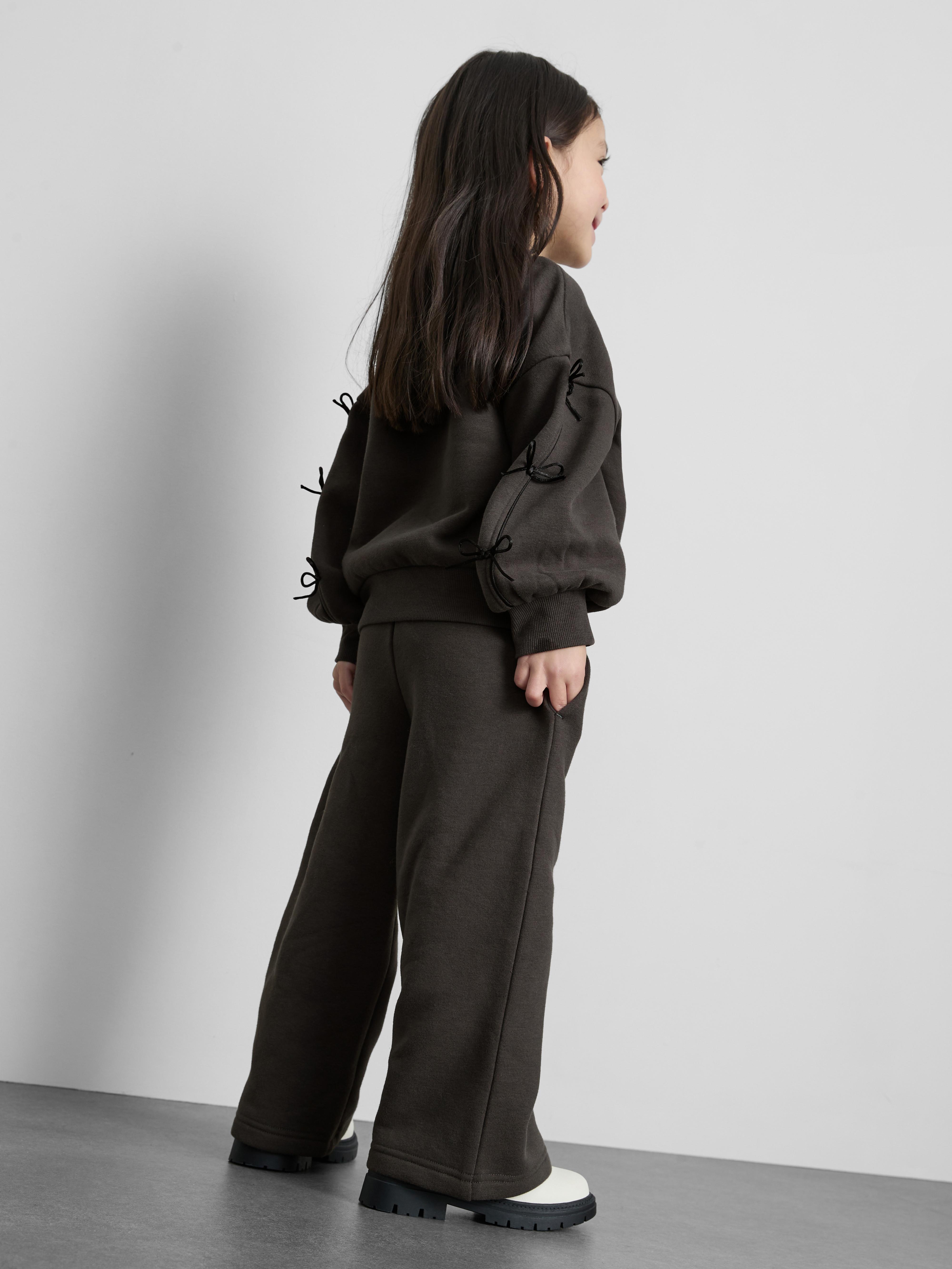 Girls Charcoal 1.5-8yrs | Wide Leg Sweatpants