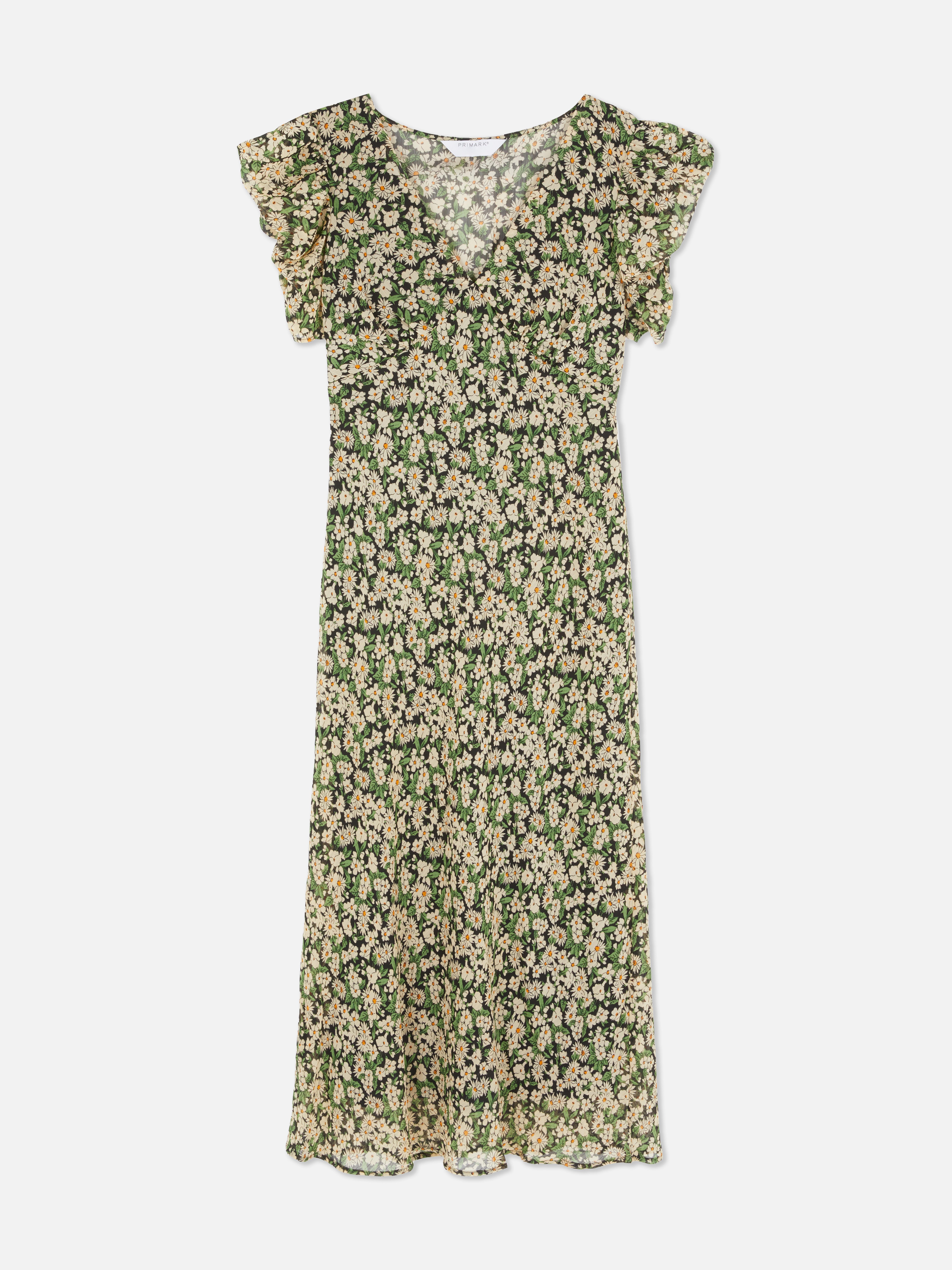 Vestido dia padrão floral midi