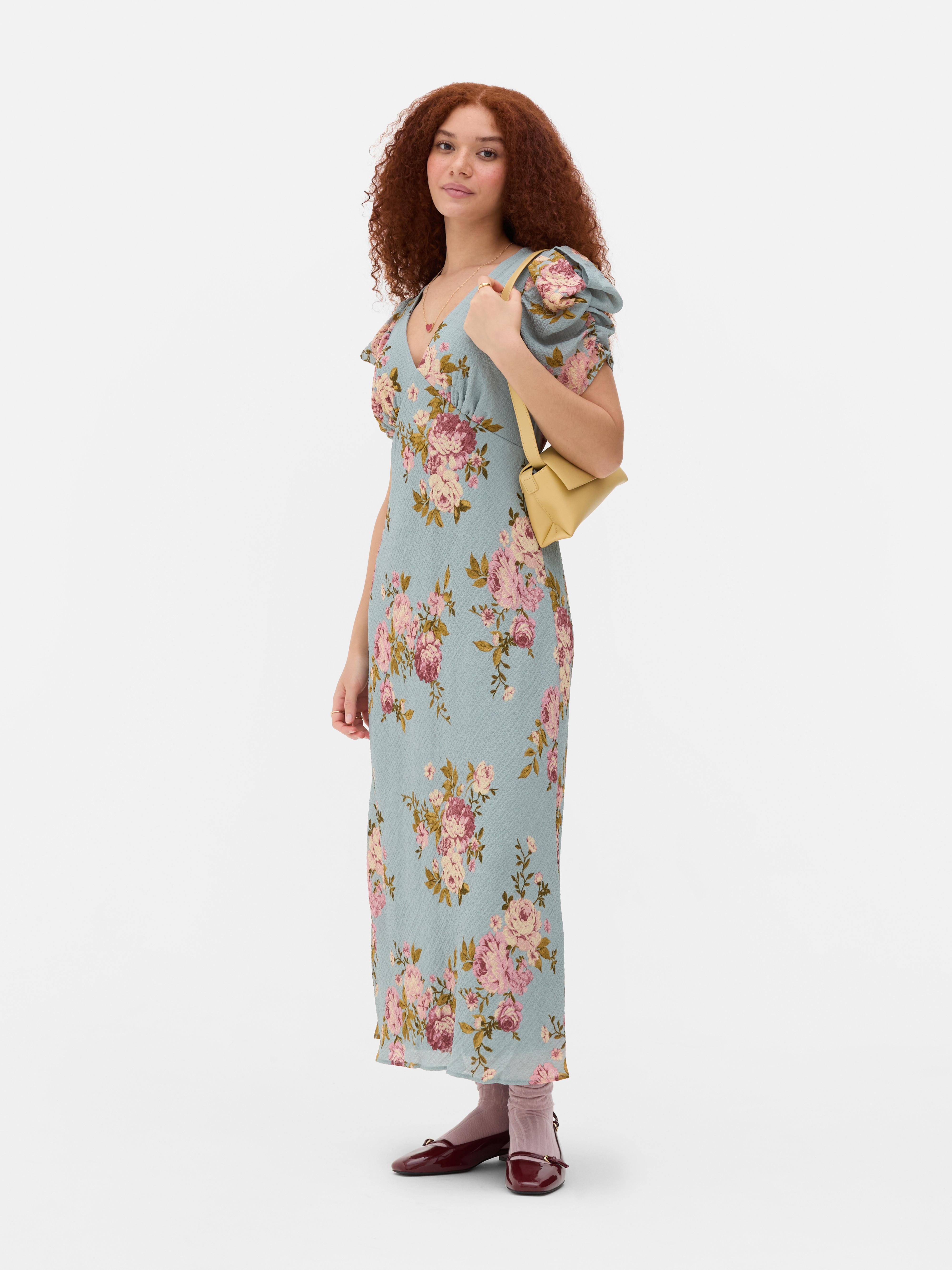 Floral Crepe Midi Dress